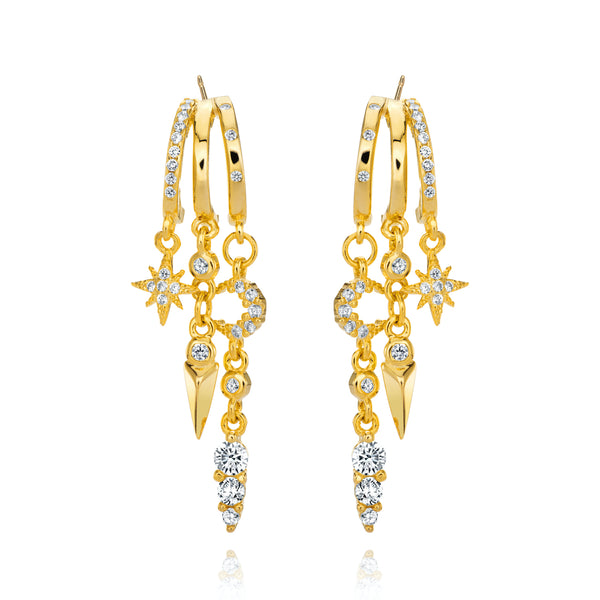 Nyx Stars and Moon Earrings- Gold