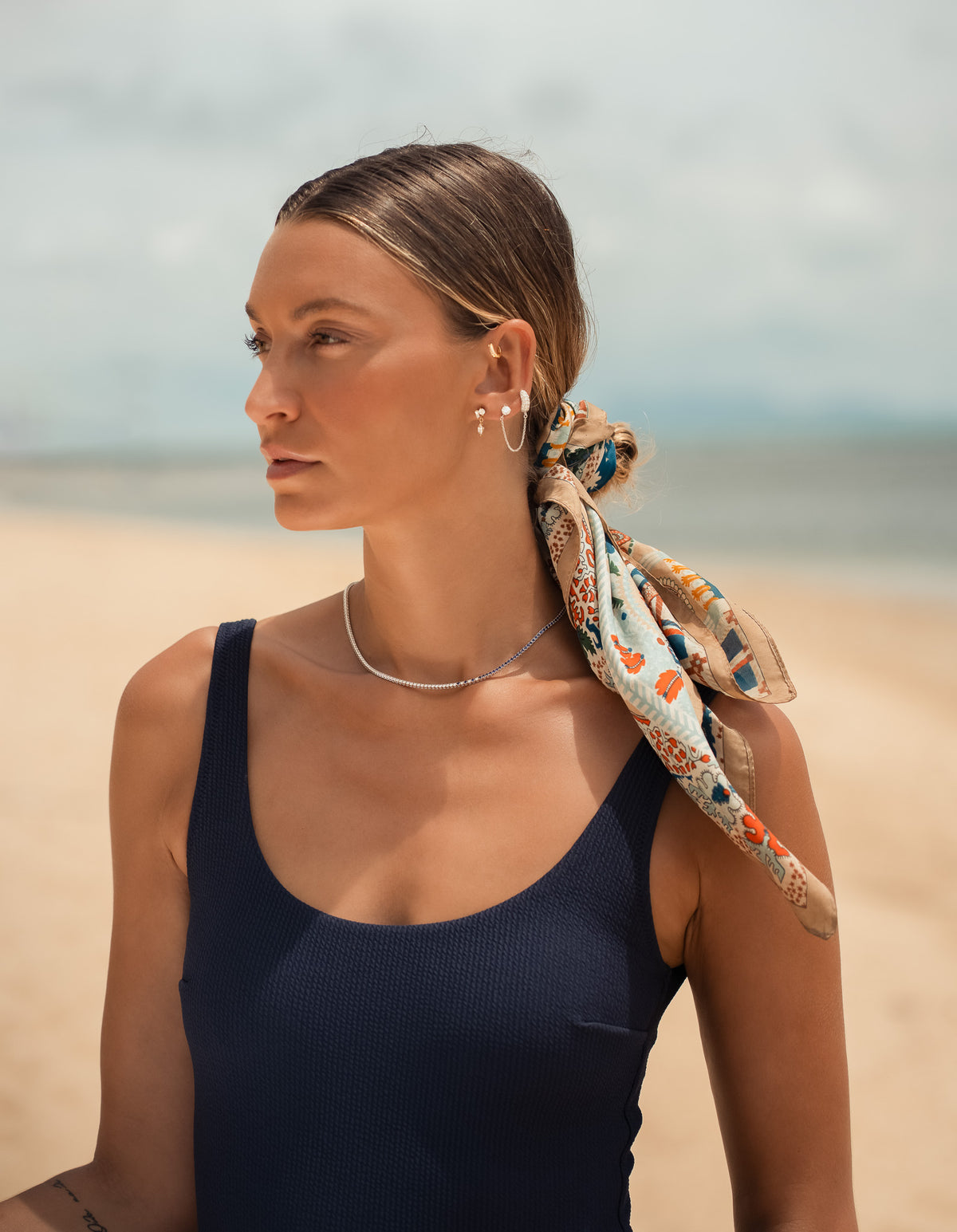 Sapphire Cascade Diamond Tennis Necklace - Solid Gold