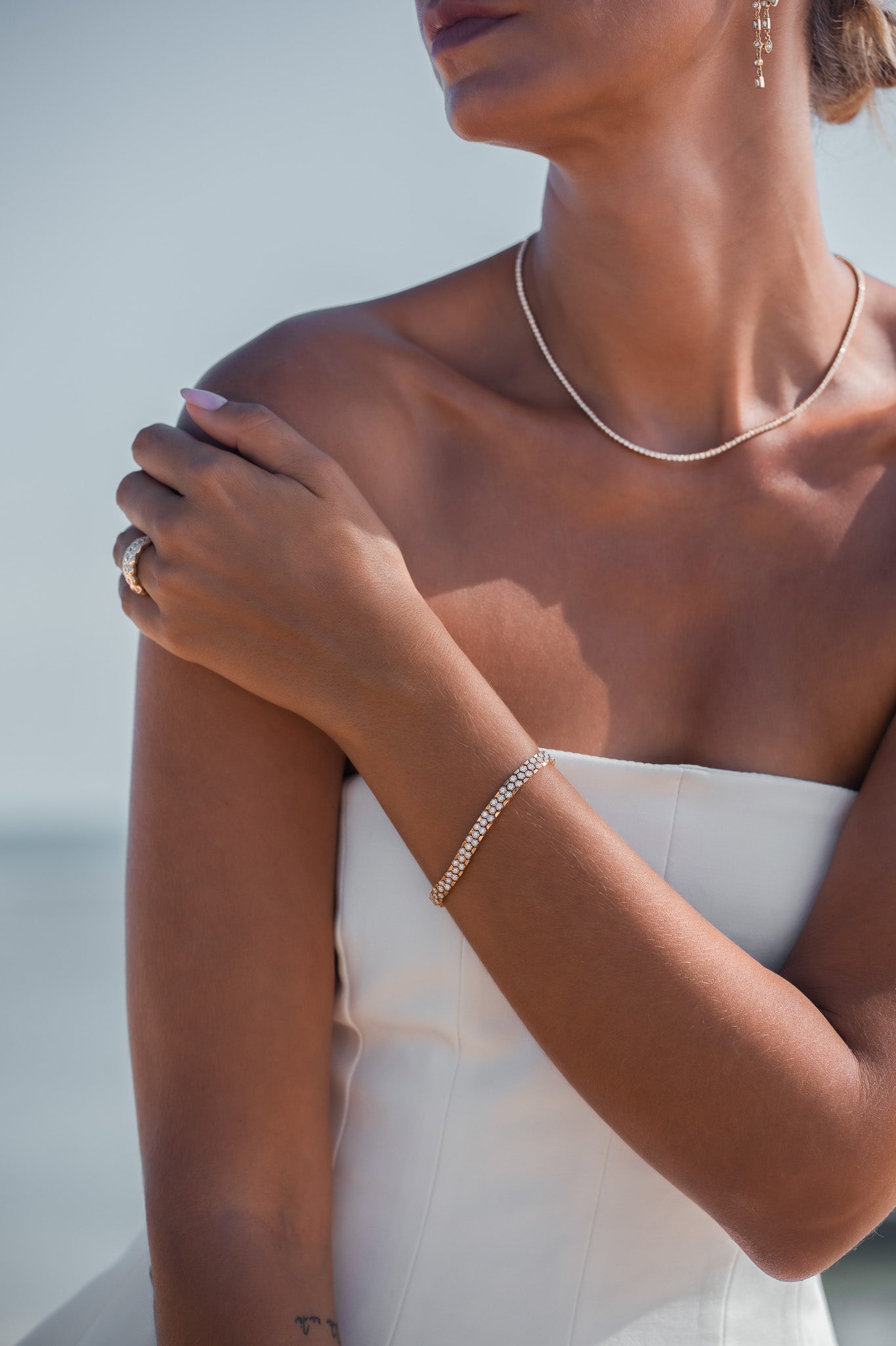 Classic Diamond Tennis Necklace - Solid Gold