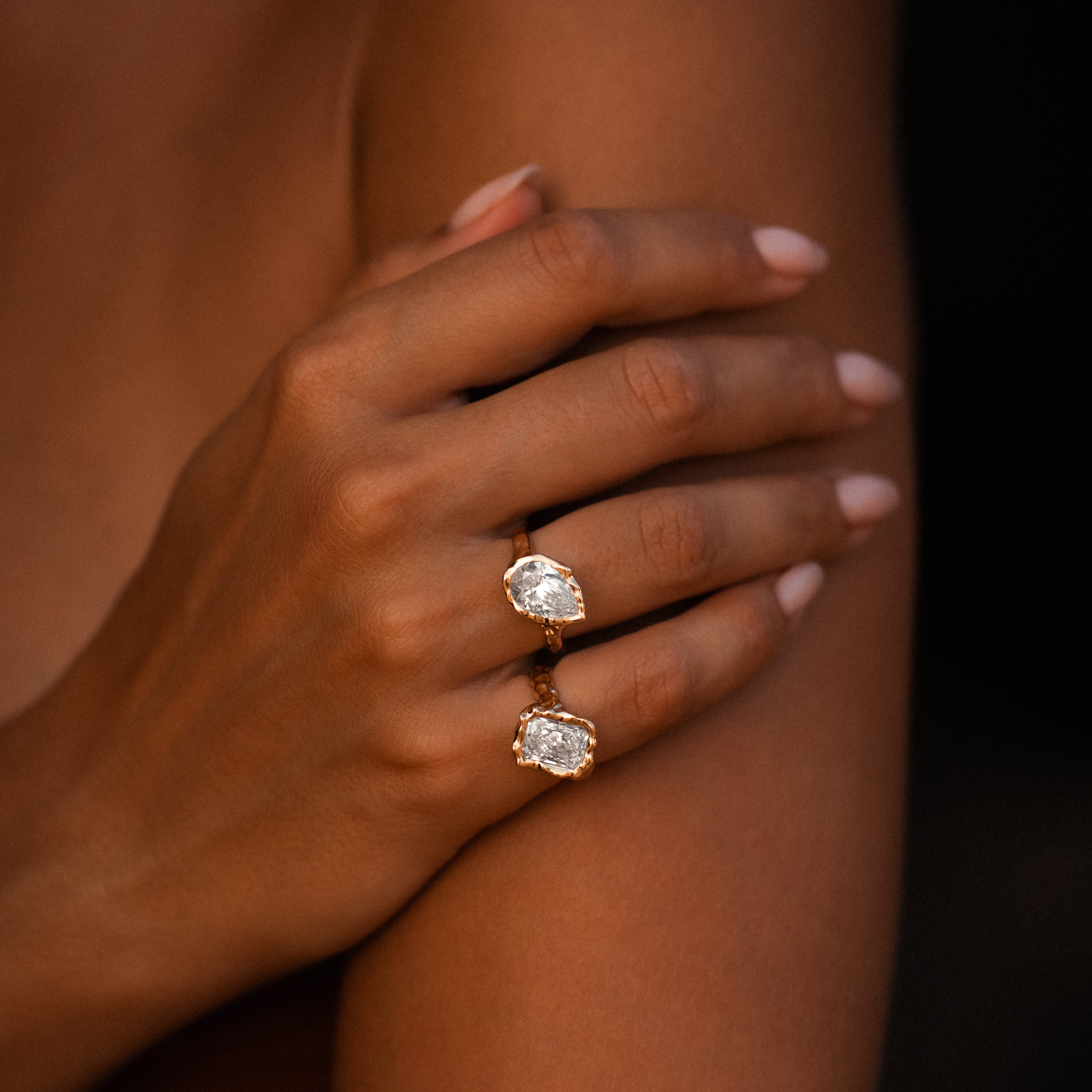 Moissanite Pear Shape Molten Ring