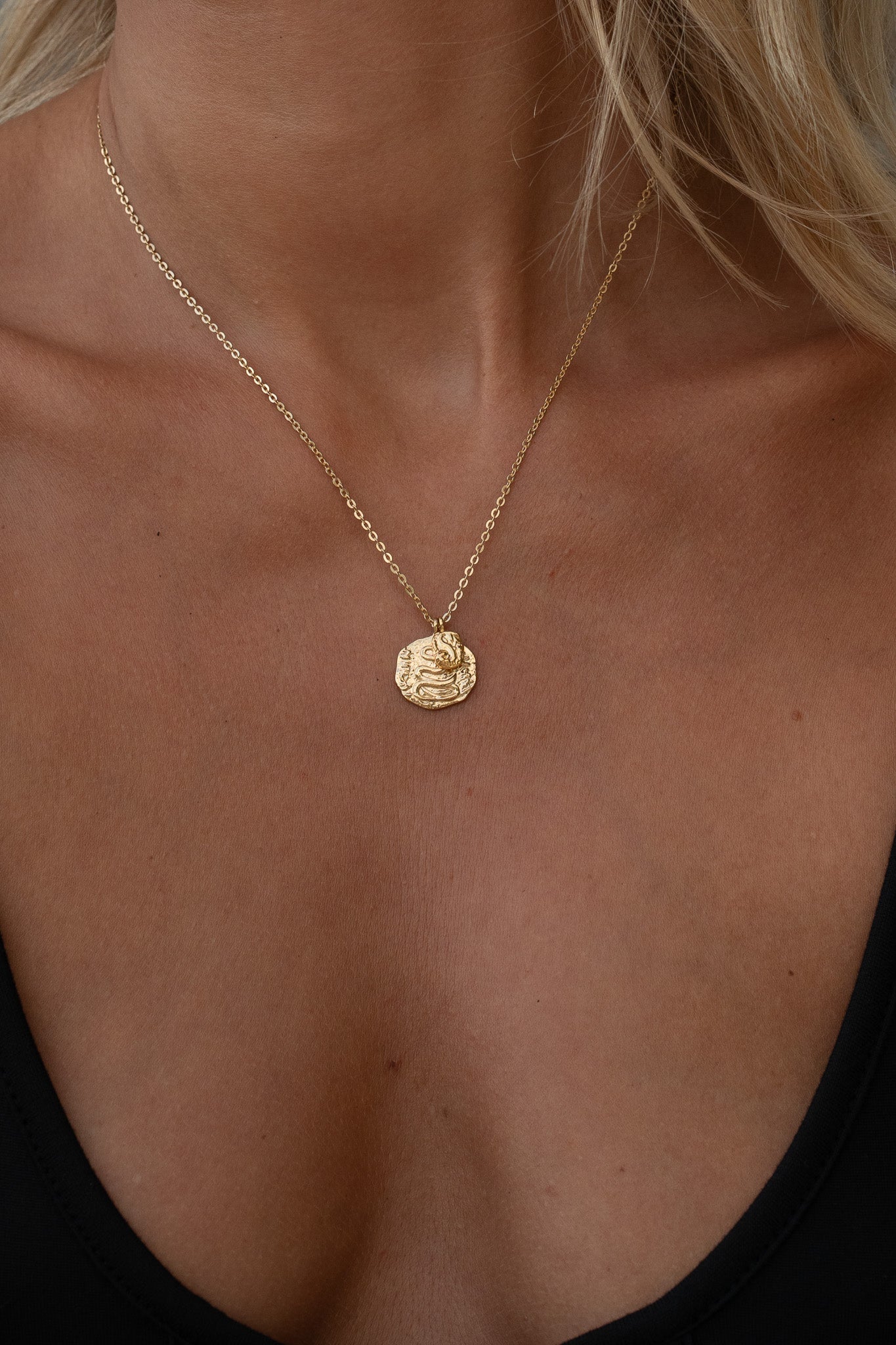 Snake Coin Necklace - Silver - Aaria London