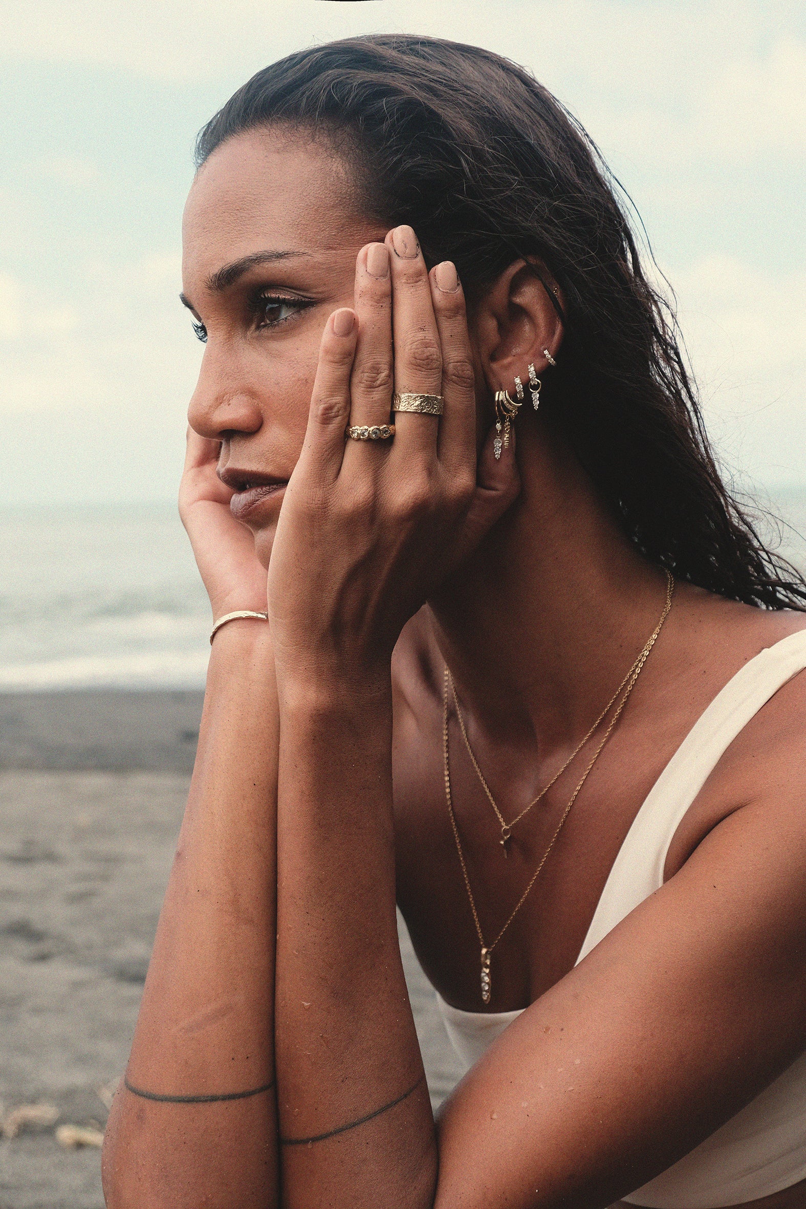 Maya Spike and Skye Hoop Earring - Silver - Aaria London