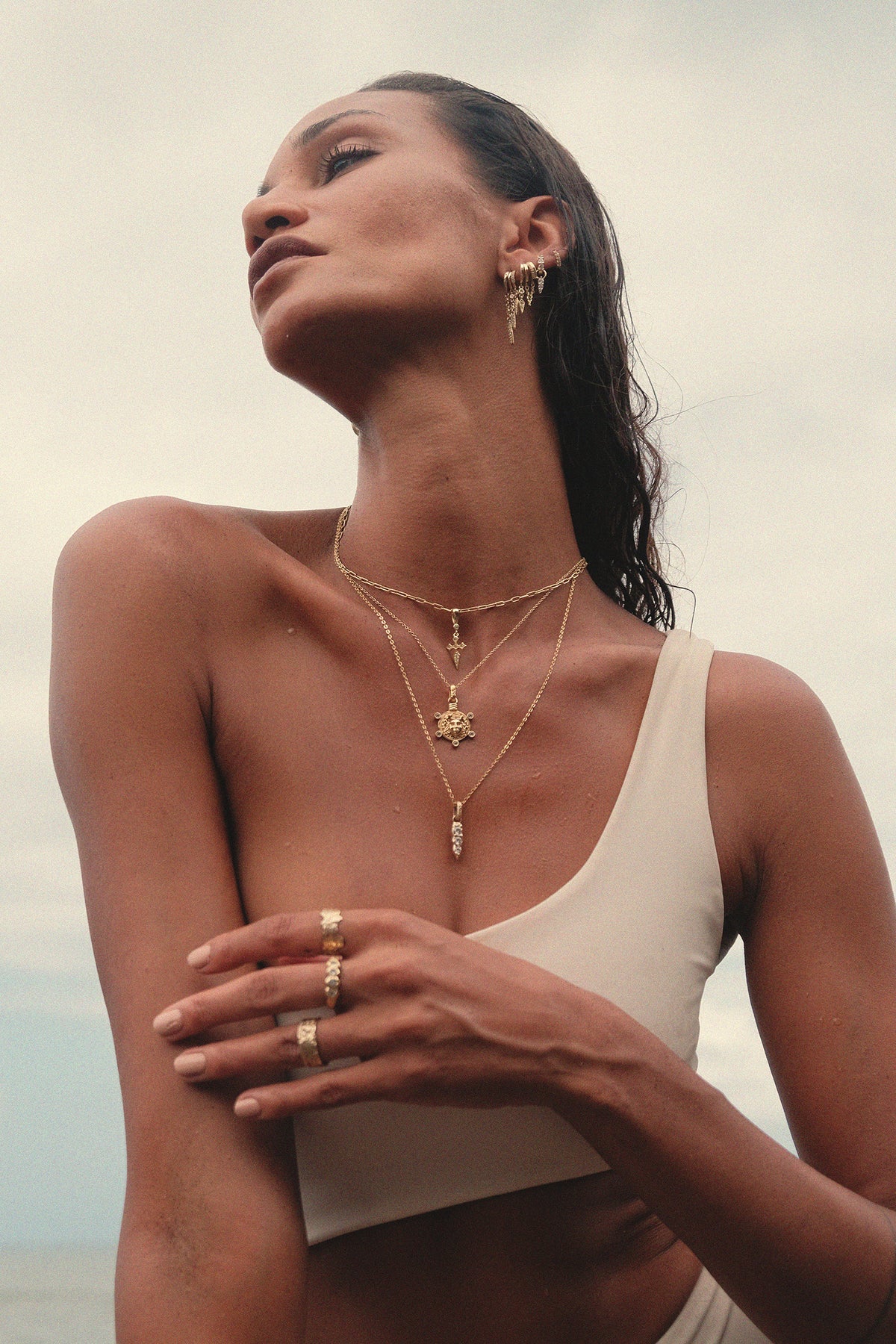 Naxos Cross Necklace - Gold - Aaria London
