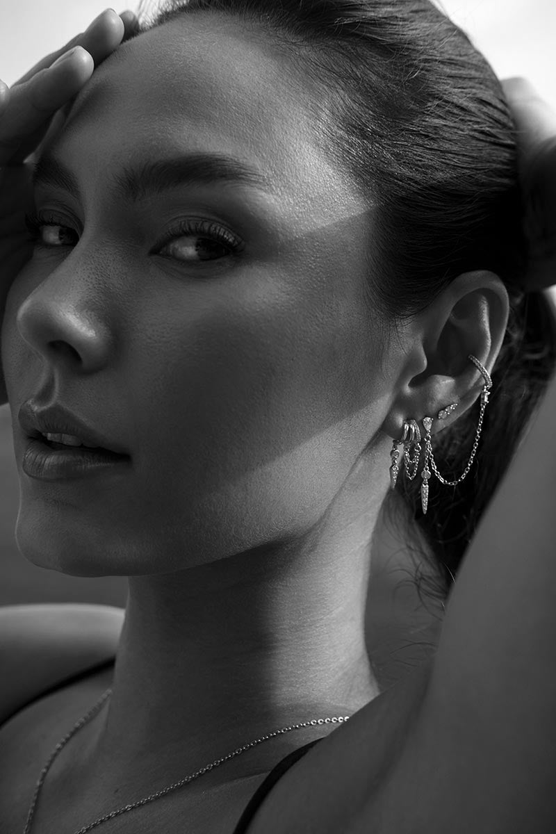 Rio Spike and Cuff Earring - Silver - Aaria London
