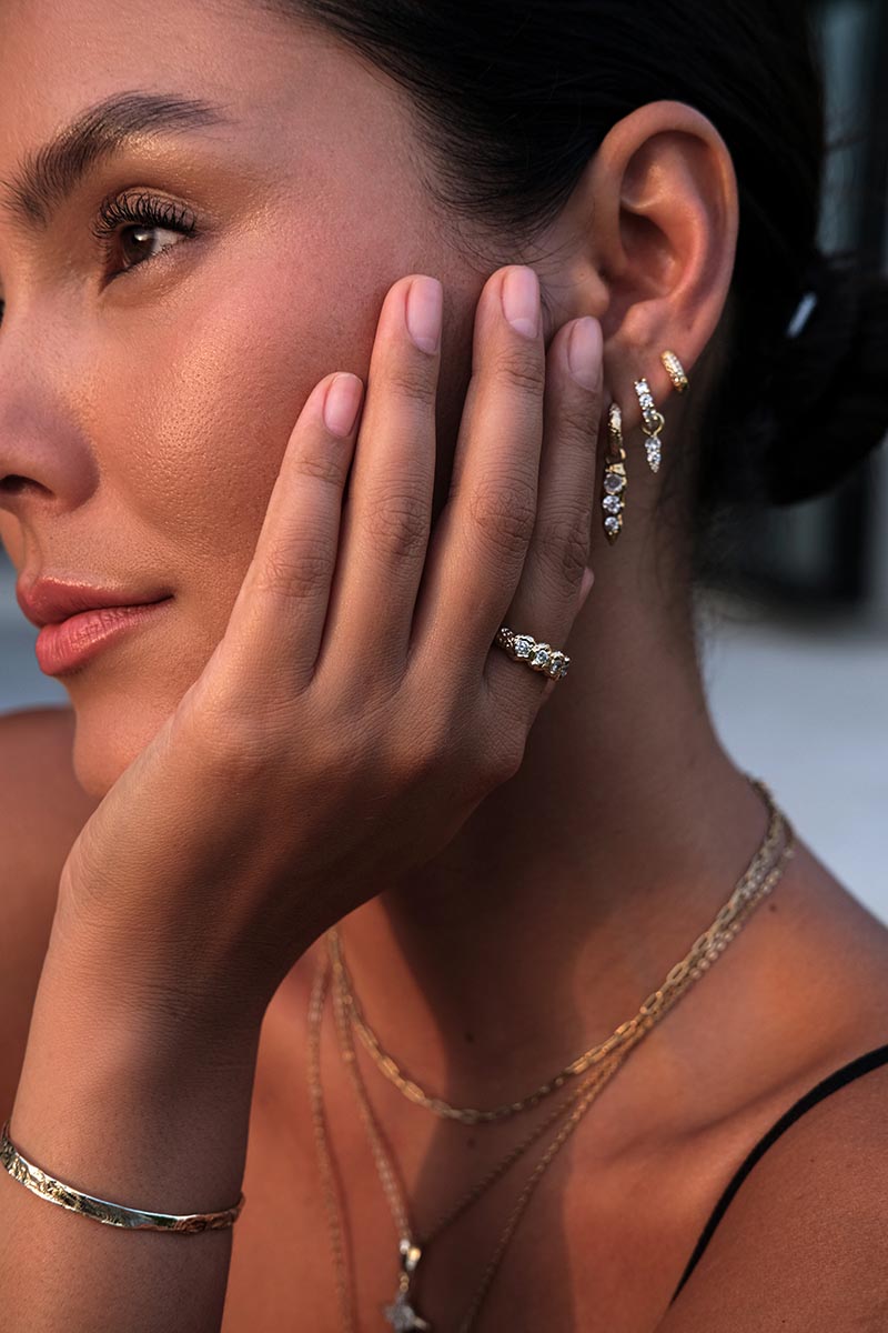 Juno Molten Hammered Topaz Ring - Gold - Aaria London