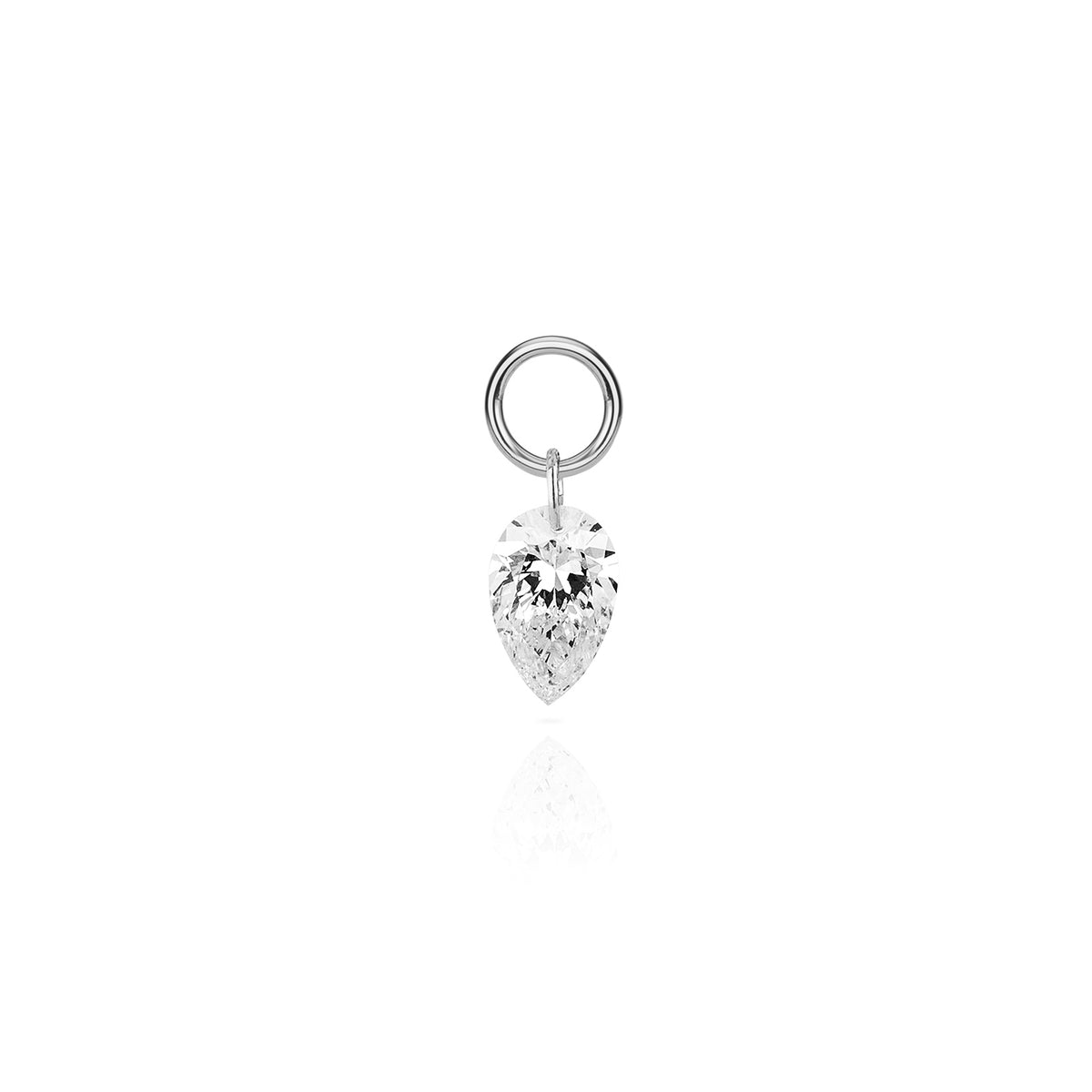 Diamond Drop Earring Charm - 14k Solid Gold and Lab Diamonds