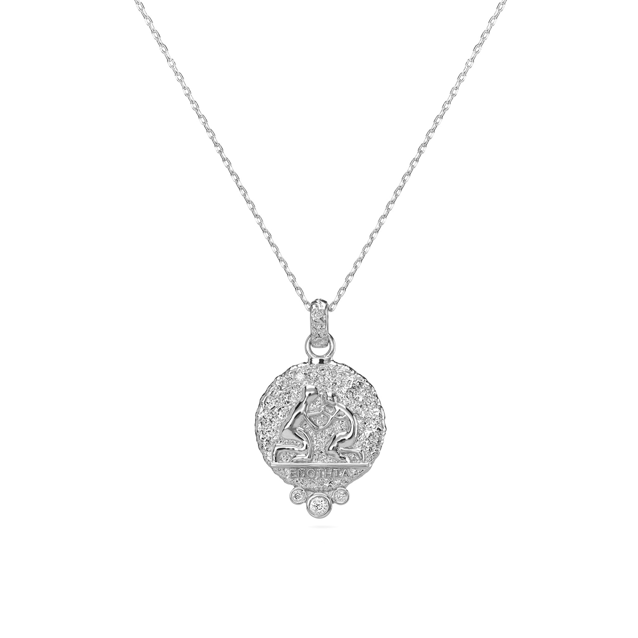 Gemini Zodiac Necklace With Diamonds