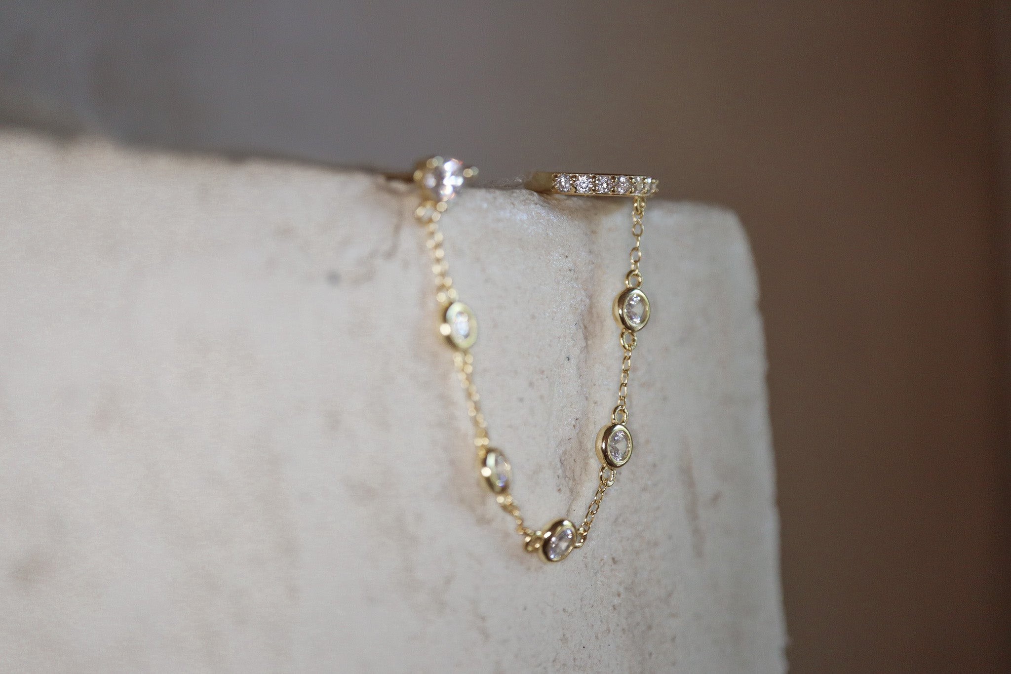 Crystal Chain Cuff Earring - Gold - Aaria London
