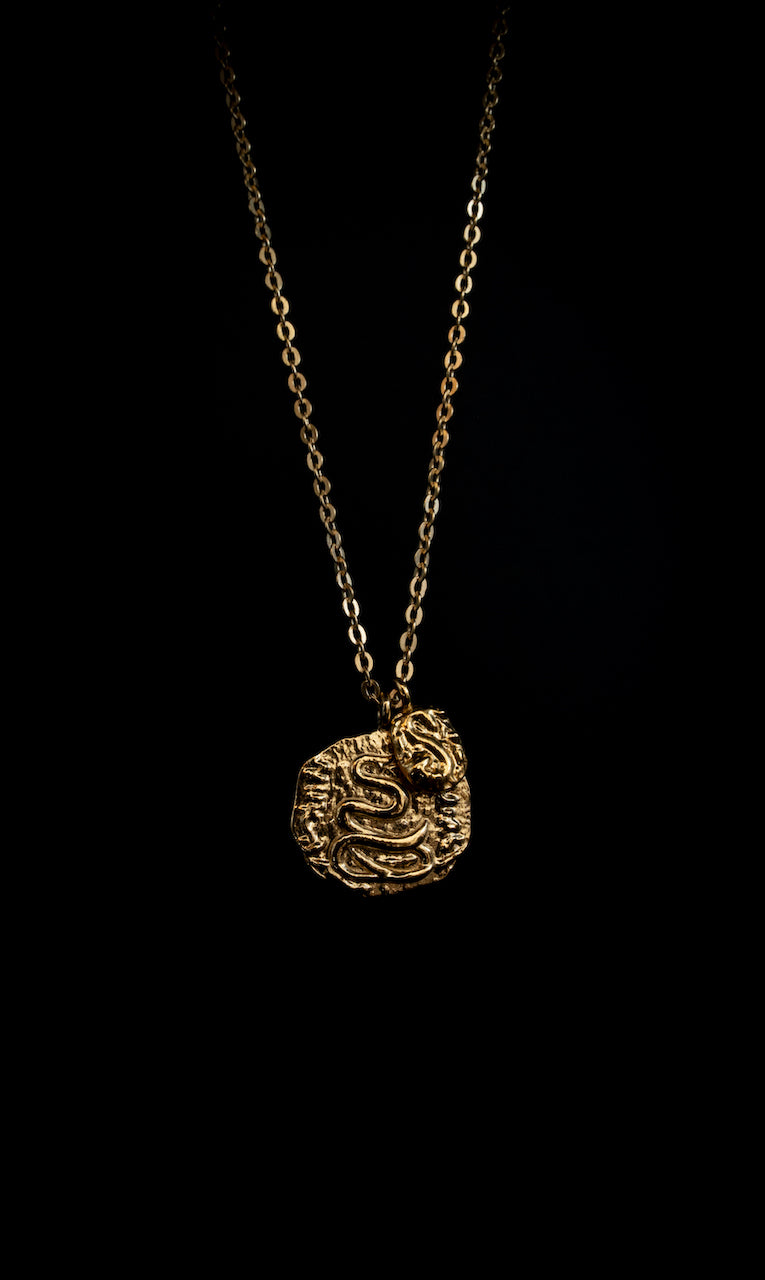 Snake Coin Necklace - Silver - Aaria London