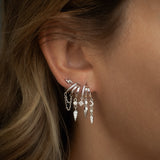 Mini Nyx Silver layered chain hoop earrings with dangling charms