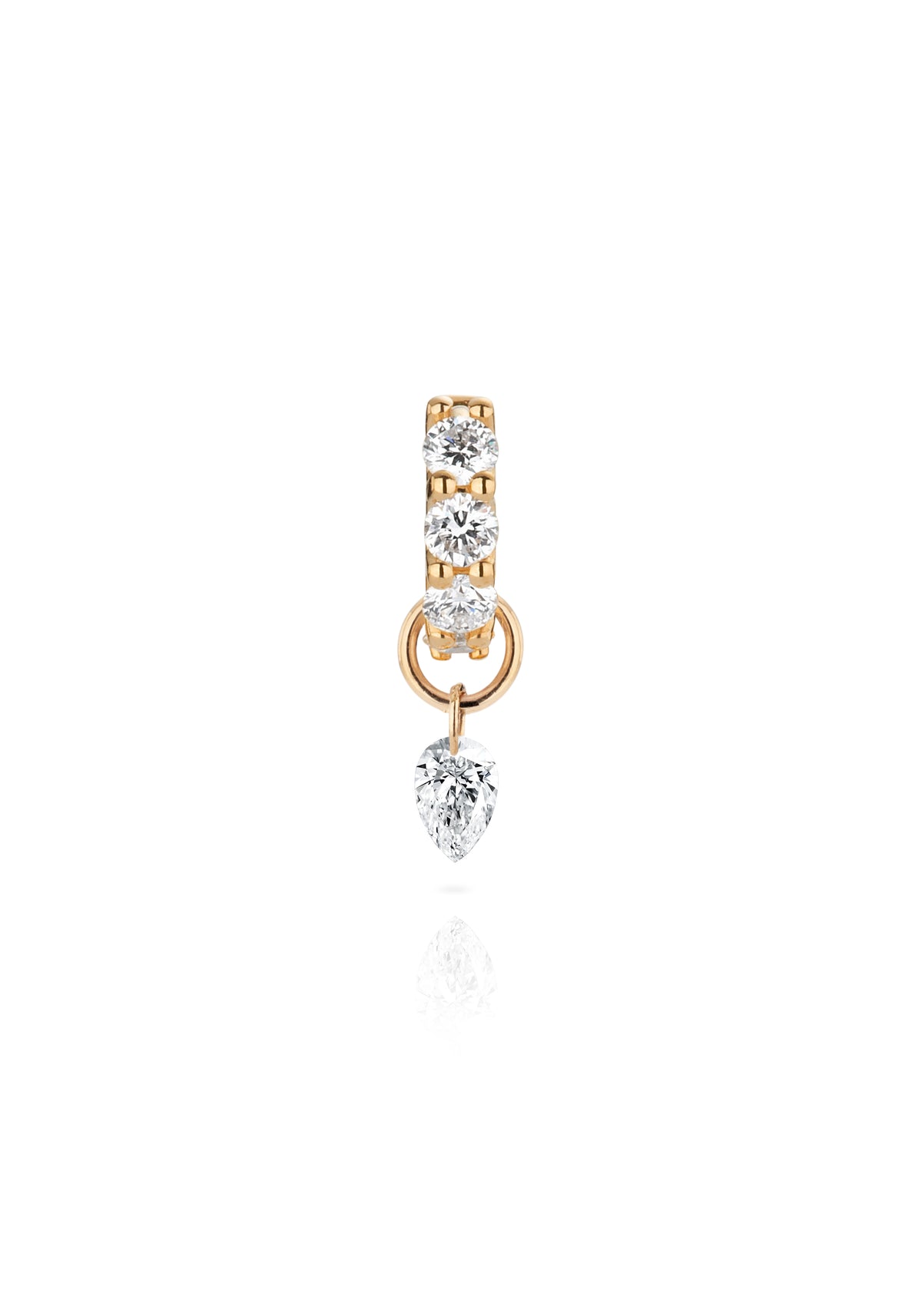 Diamond Drop Earring Charm - 14k Solid Gold and Lab Diamonds
