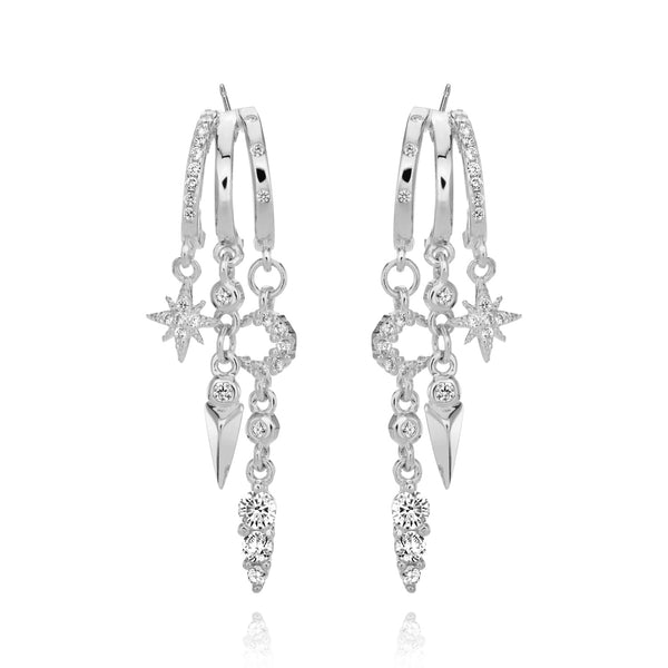 Nyx Stars and Moon Earrings- Silver