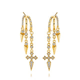 Naxos Cross Illusion Earrings - Solid Gold - Aaria London