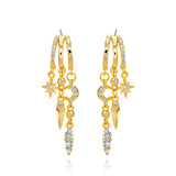 Nyx Star and Moon Illusion Earrings - Gold - Aaria London