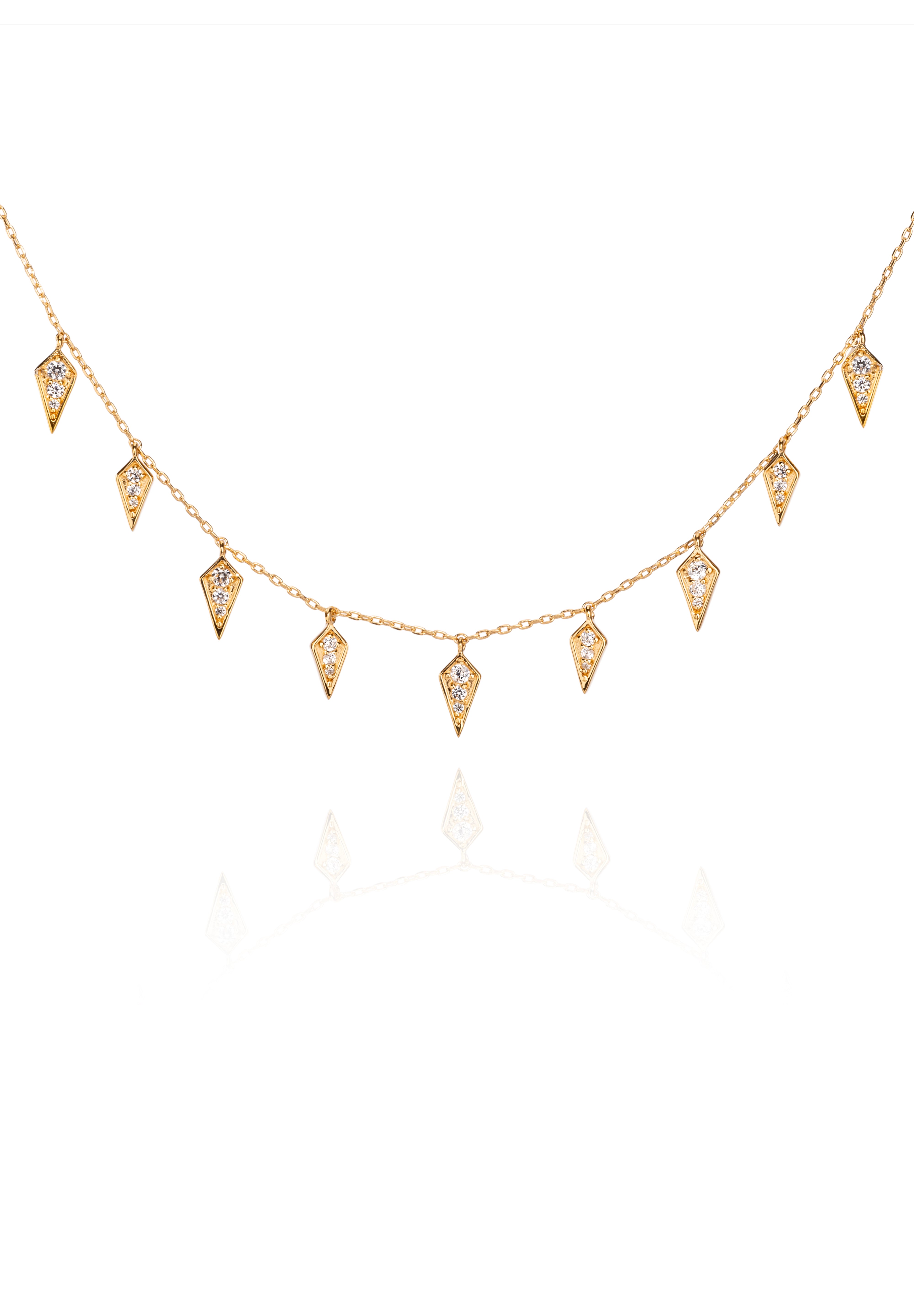 Gold necklace with diamond-shaped charms on a fine chain 2