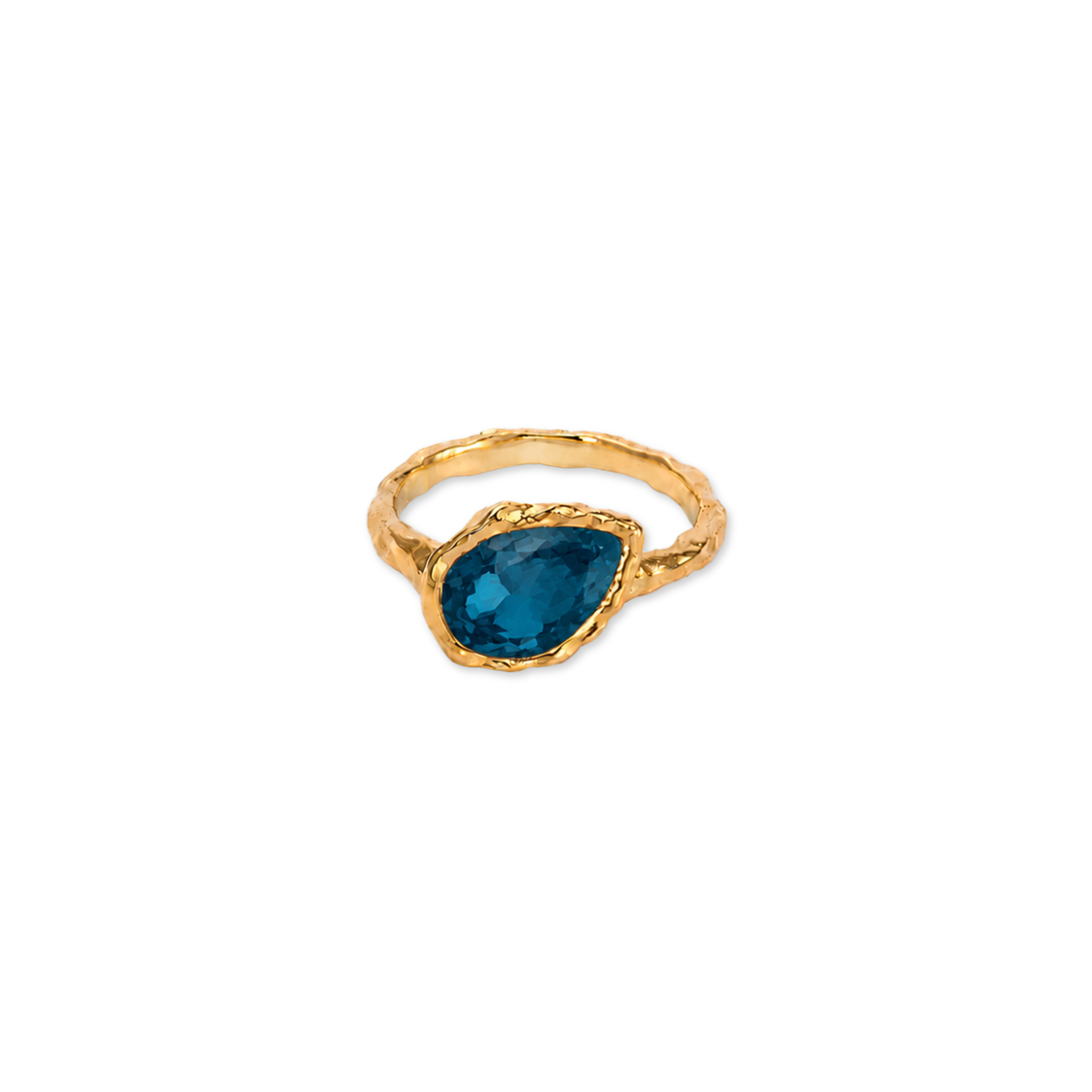 London Blue Topaz Pear March Birthstone Ring