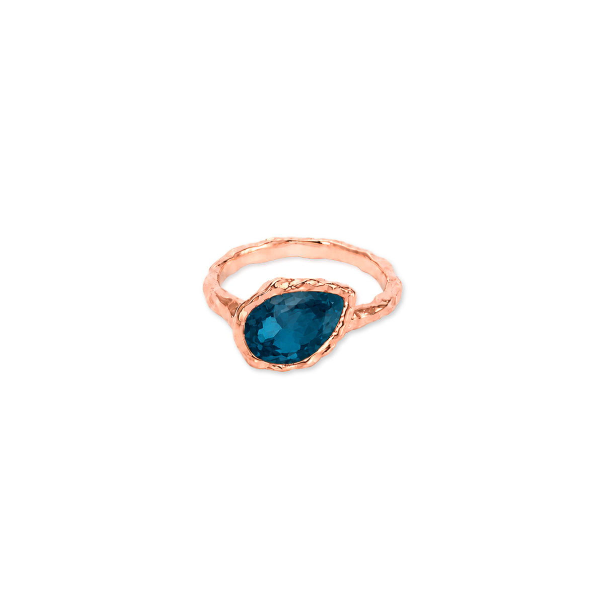 London Blue Topaz Pear March Birthstone Ring