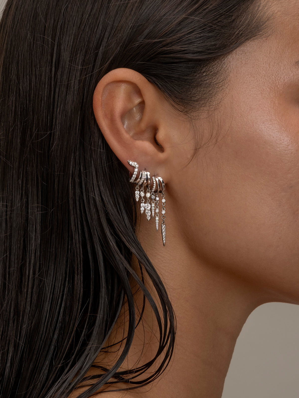 Silver Rio Cleo ear cuff with layered Halo hoop design.