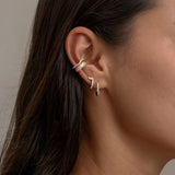 Gold and diamond ear cuff set with layered design 2
