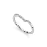 Delicate silver ring with a subtle wavy diamond design.