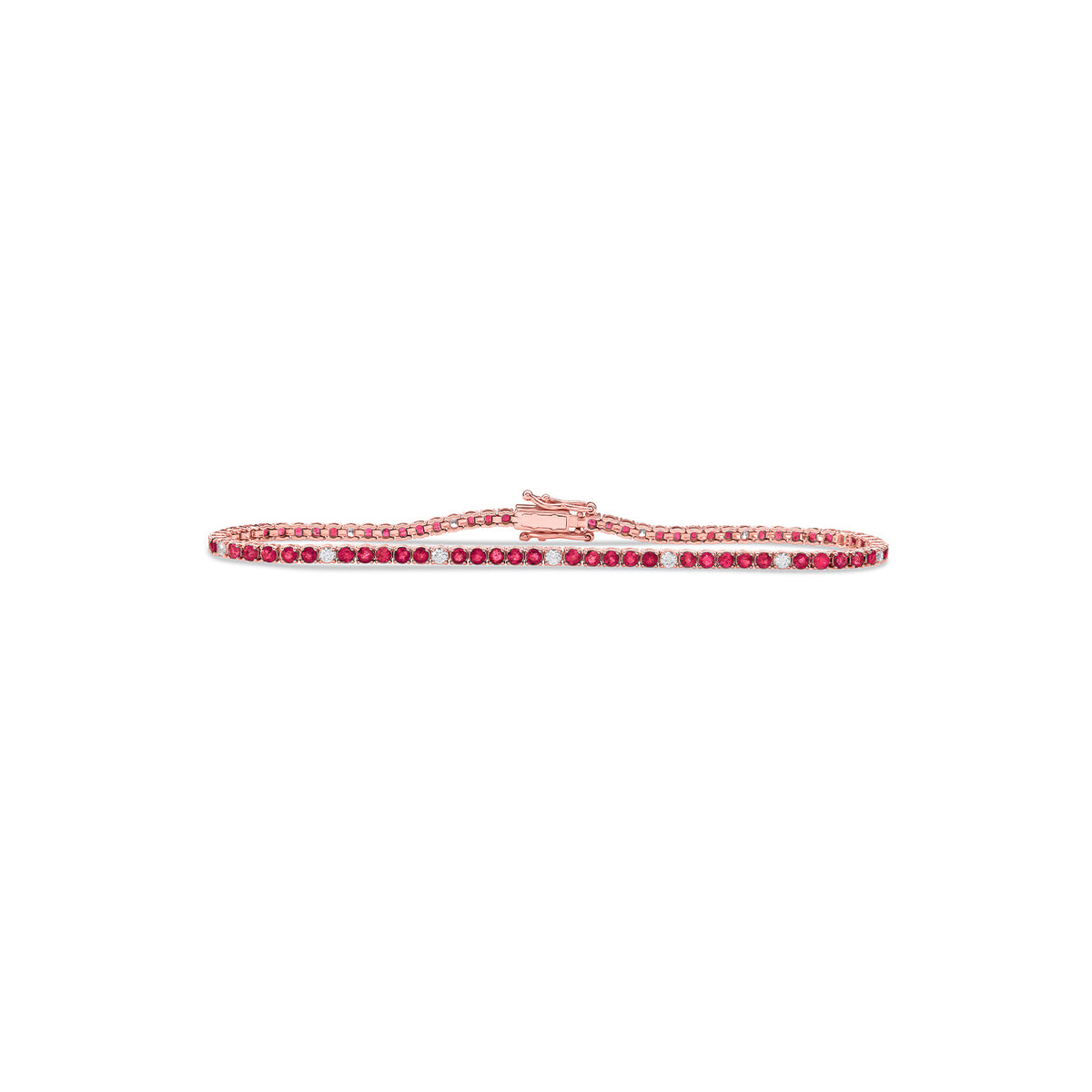 Mini Dotted Ruby Diamond Tennis Bracelet - Solid Gold