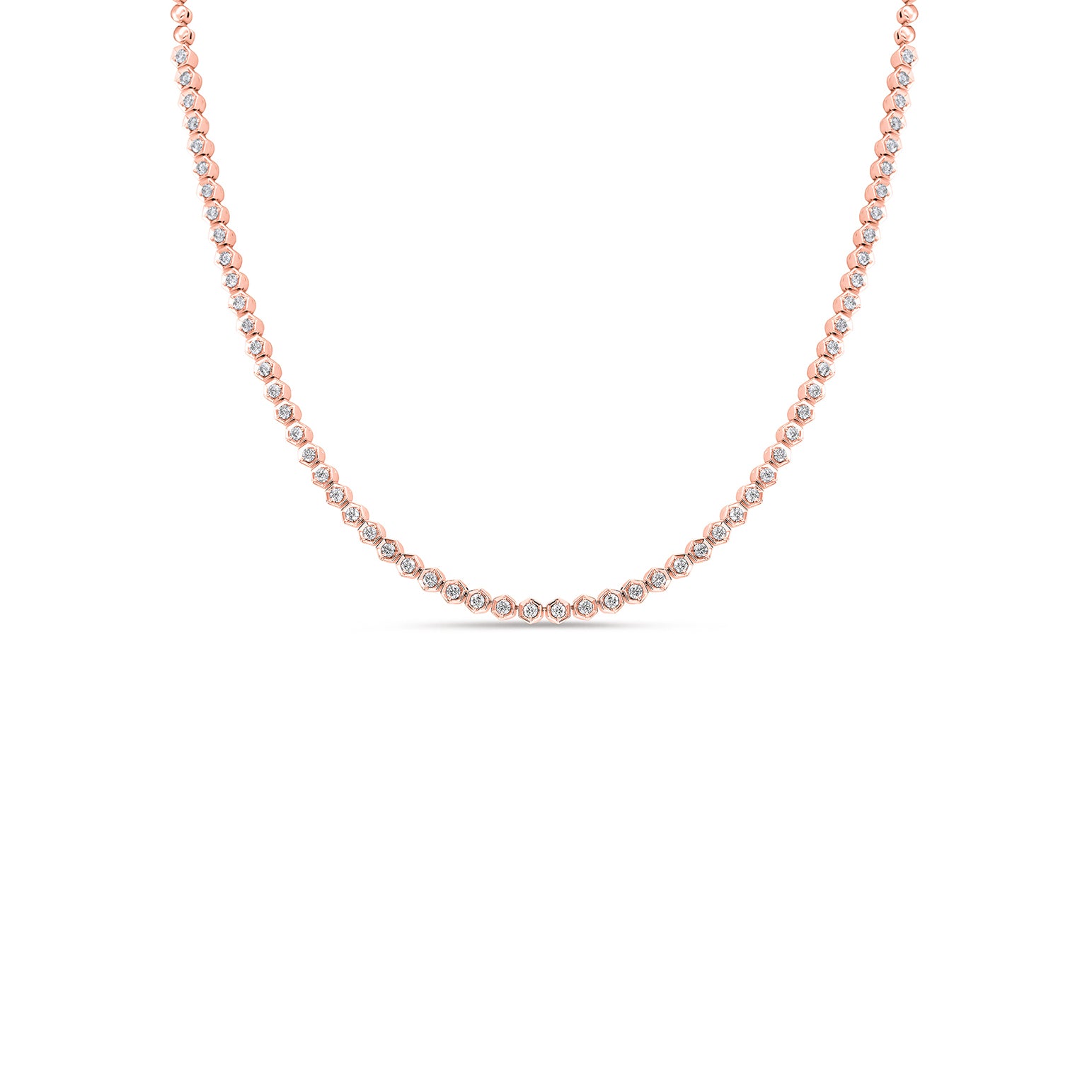 Hex Chunky Diamond Tennis Necklace - Solid Gold