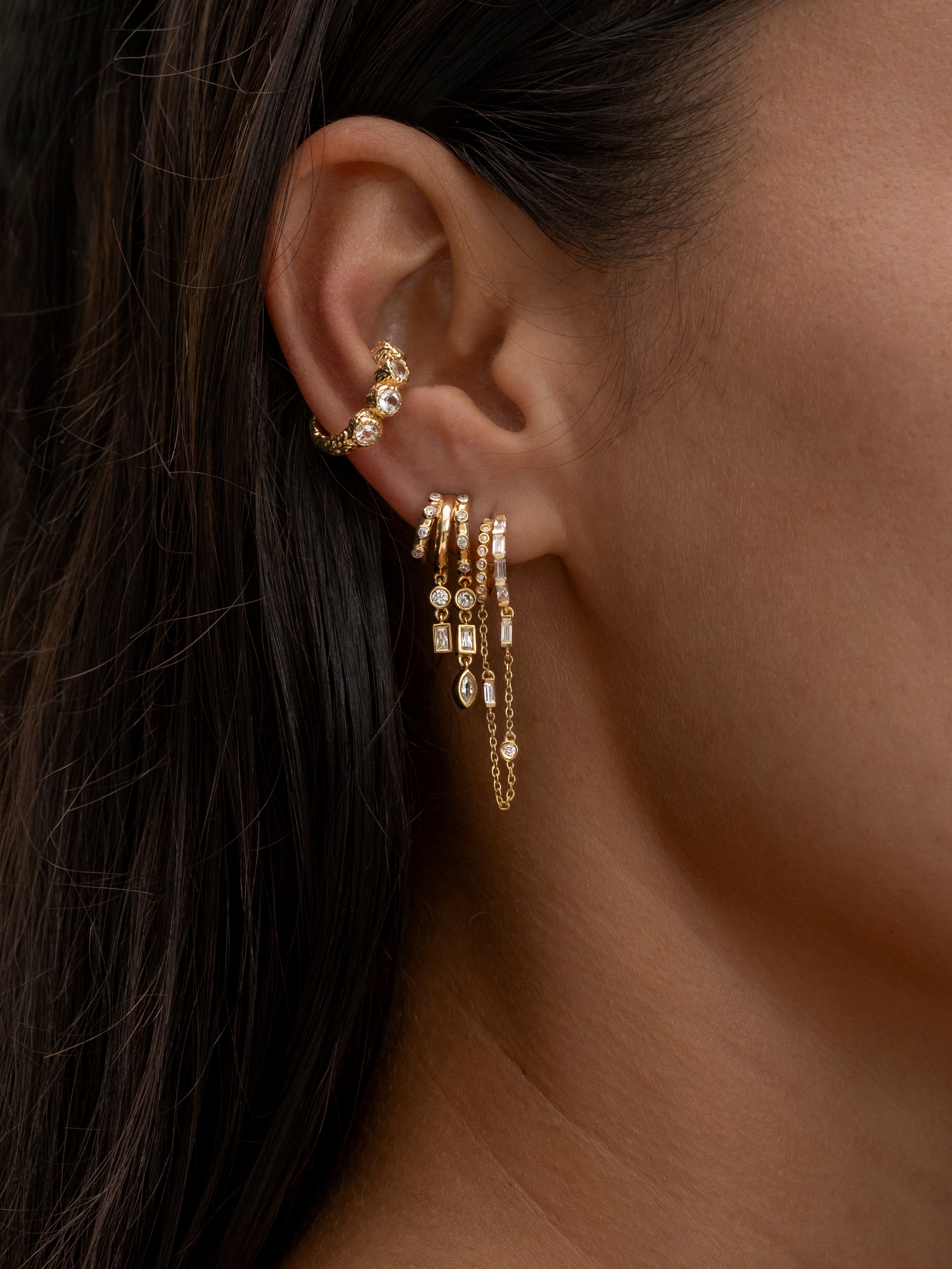 Santorini Chain Hoop Illusion Earrings