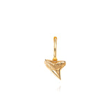 Yellow gold shark tooth pendant with a shiny, textured design.