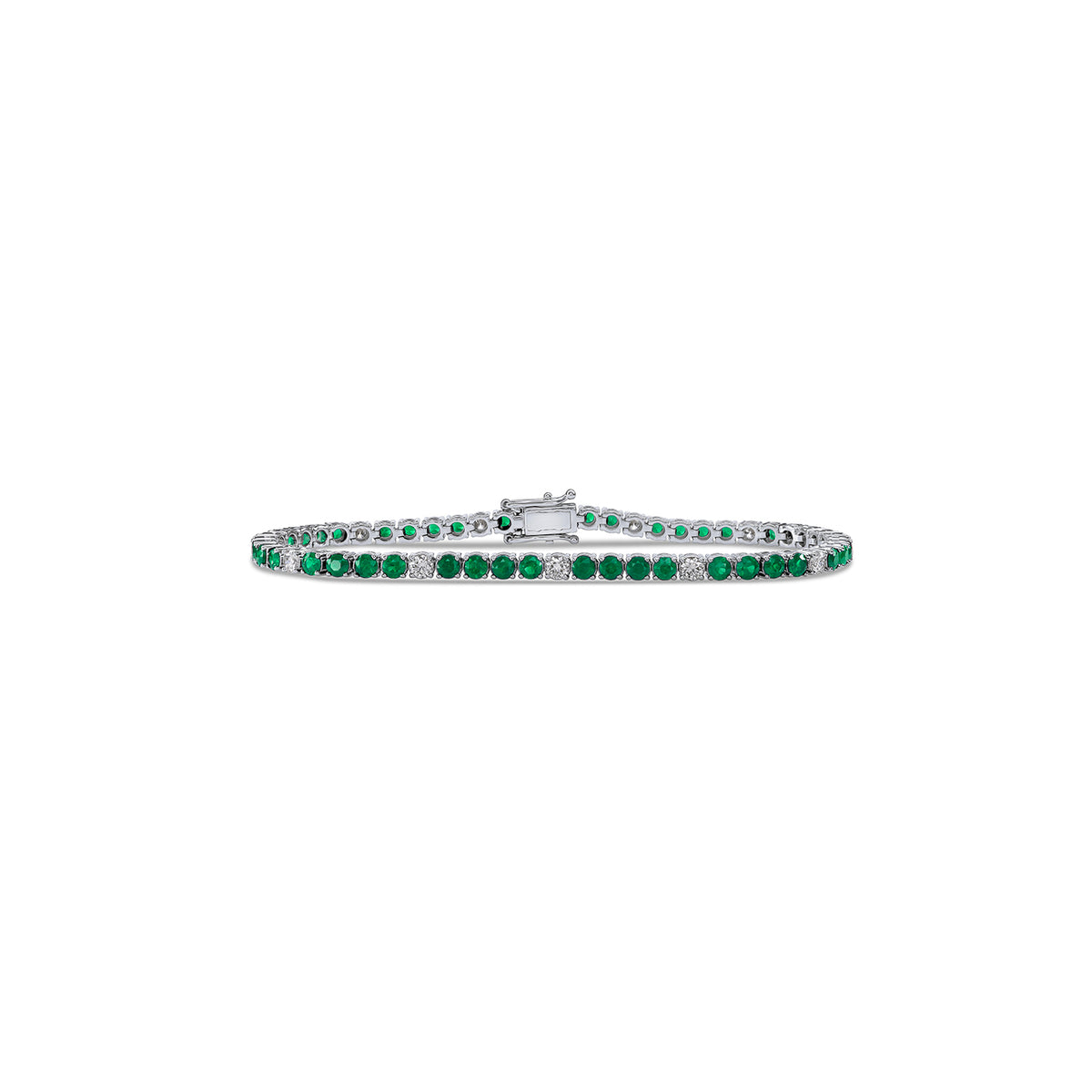 Bold Dotted Emerald Diamond Tennis Bracelet - Solid Gold