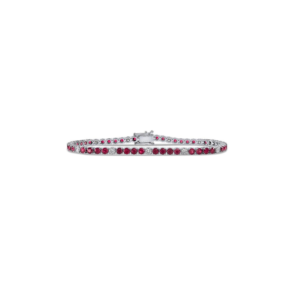 Bold Dotted Ruby Diamond Tennis Bracelet - Solid Gold