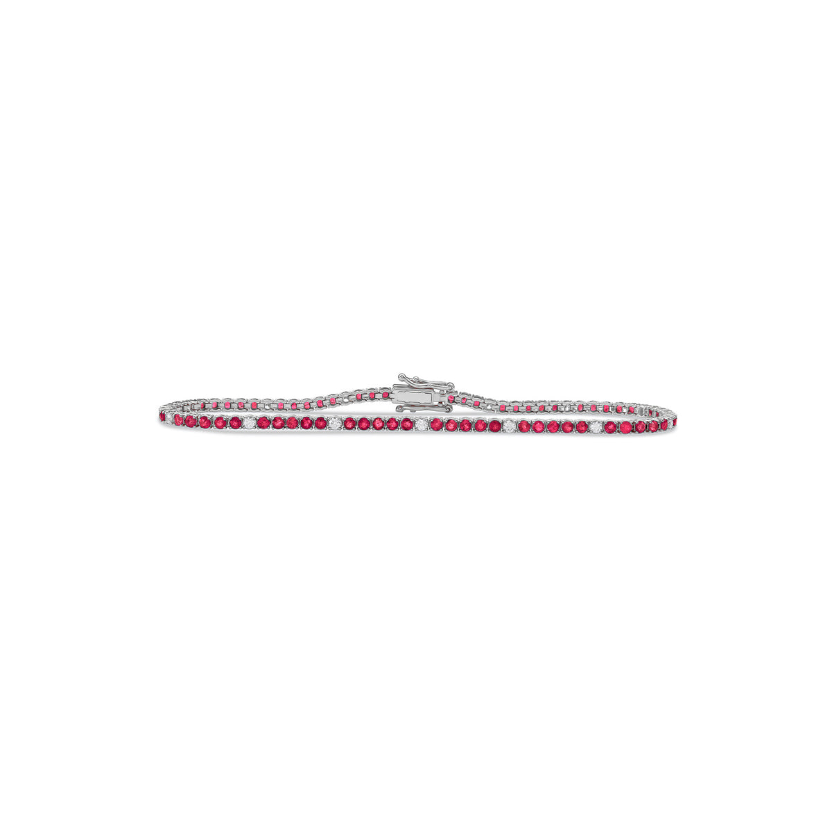 Mini Dotted Ruby Diamond Tennis Bracelet - Solid Gold