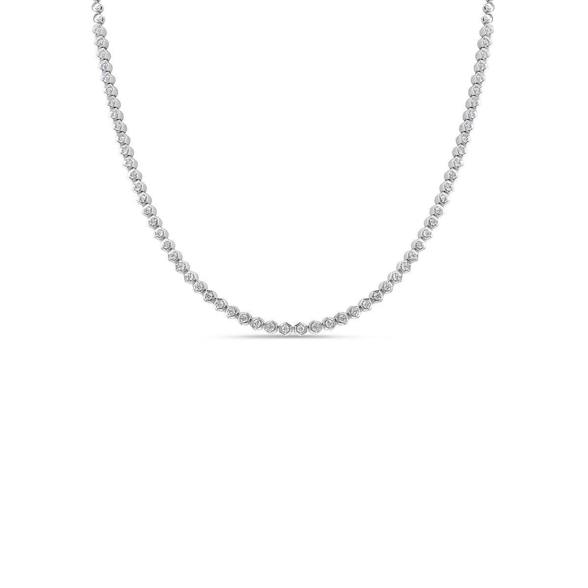 Hex Chunky Diamond Tennis Necklace - Solid Gold