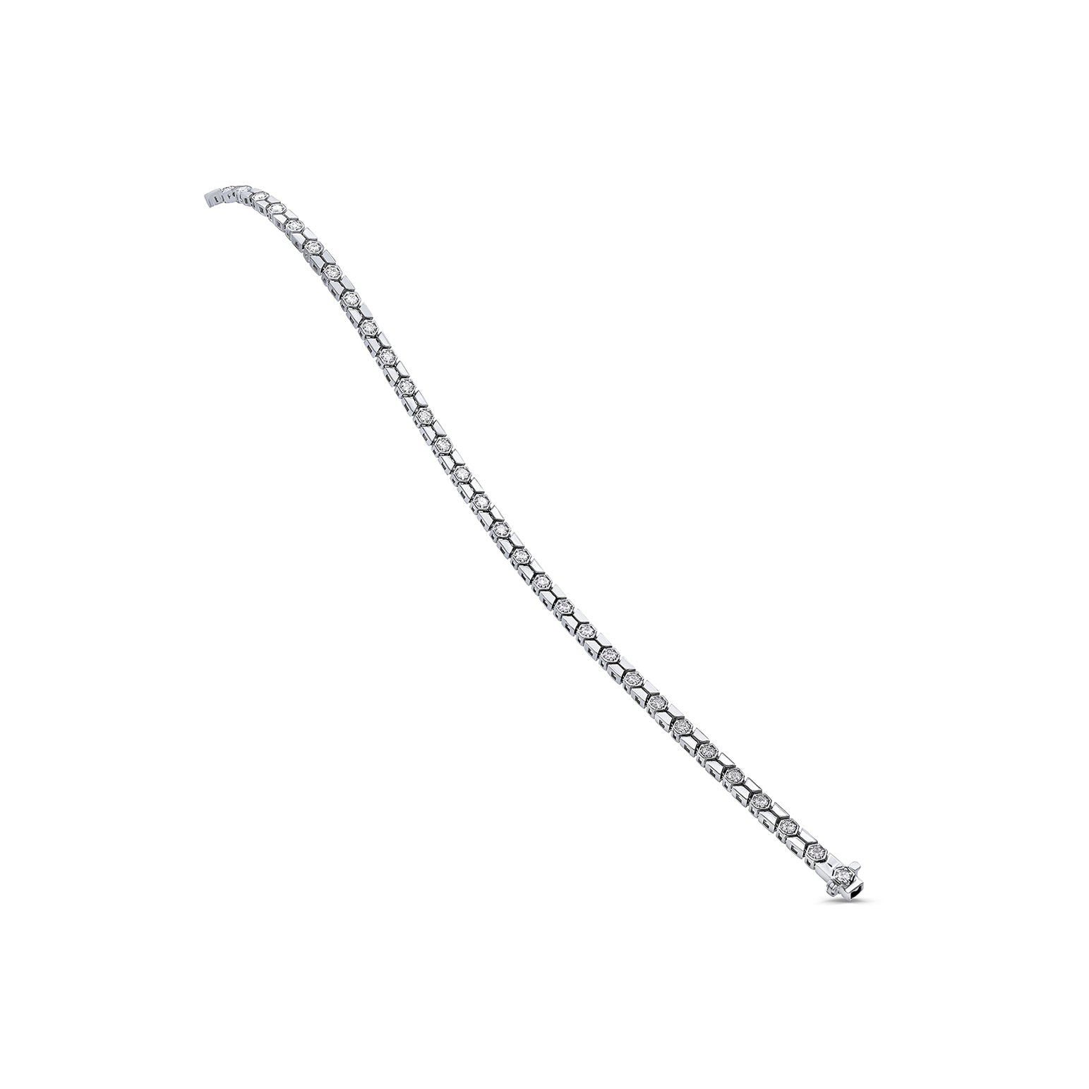 Mini Honeycomb White Diamond Tennis Bracelet - Solid Gold
