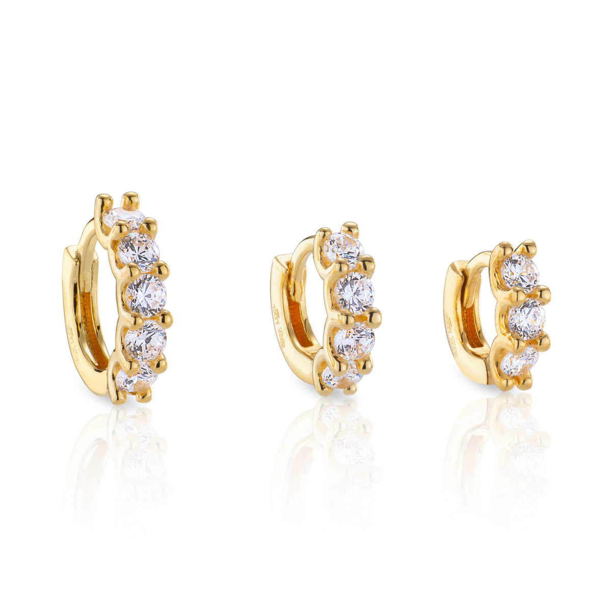 Skye Crystal Studded Hoop - Gold - Aaria London