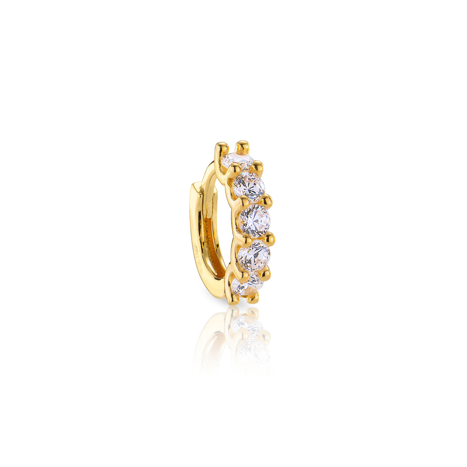 Skye Diamond Huggie - 14K Solid Gold Hoop with Lab Diamonds
