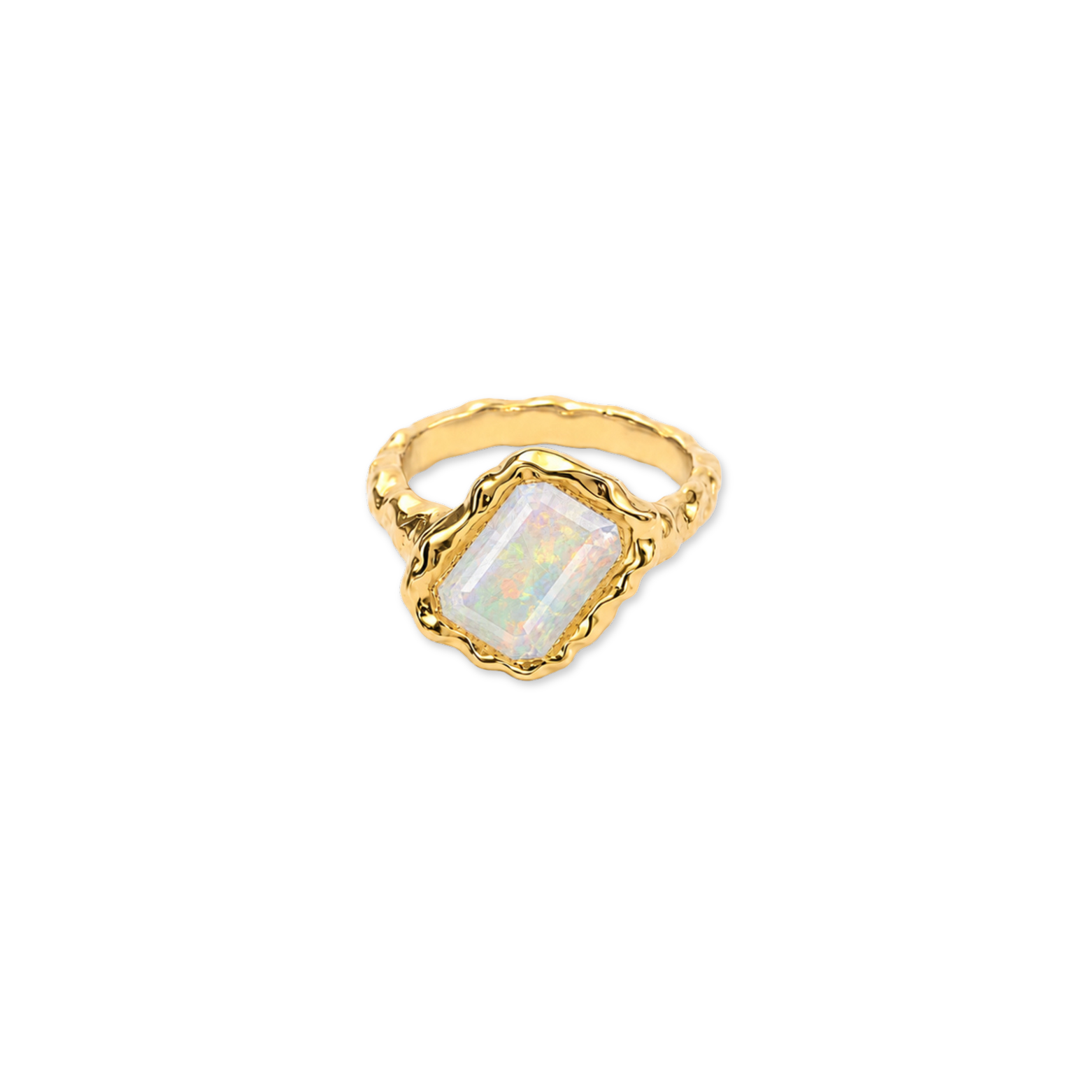 Opal Square October Birthstone Ring