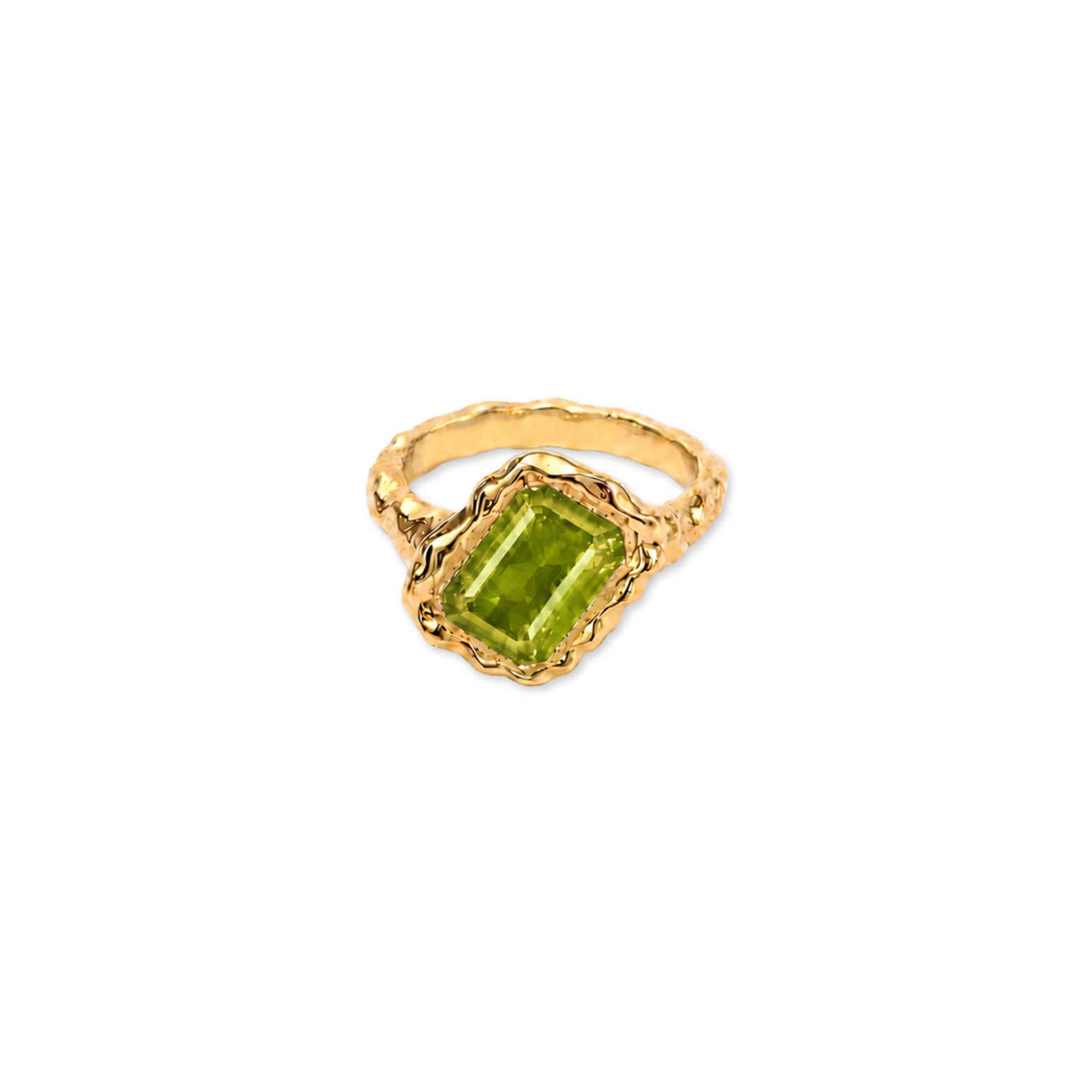 Green Onyx Square August Birthstone Ring