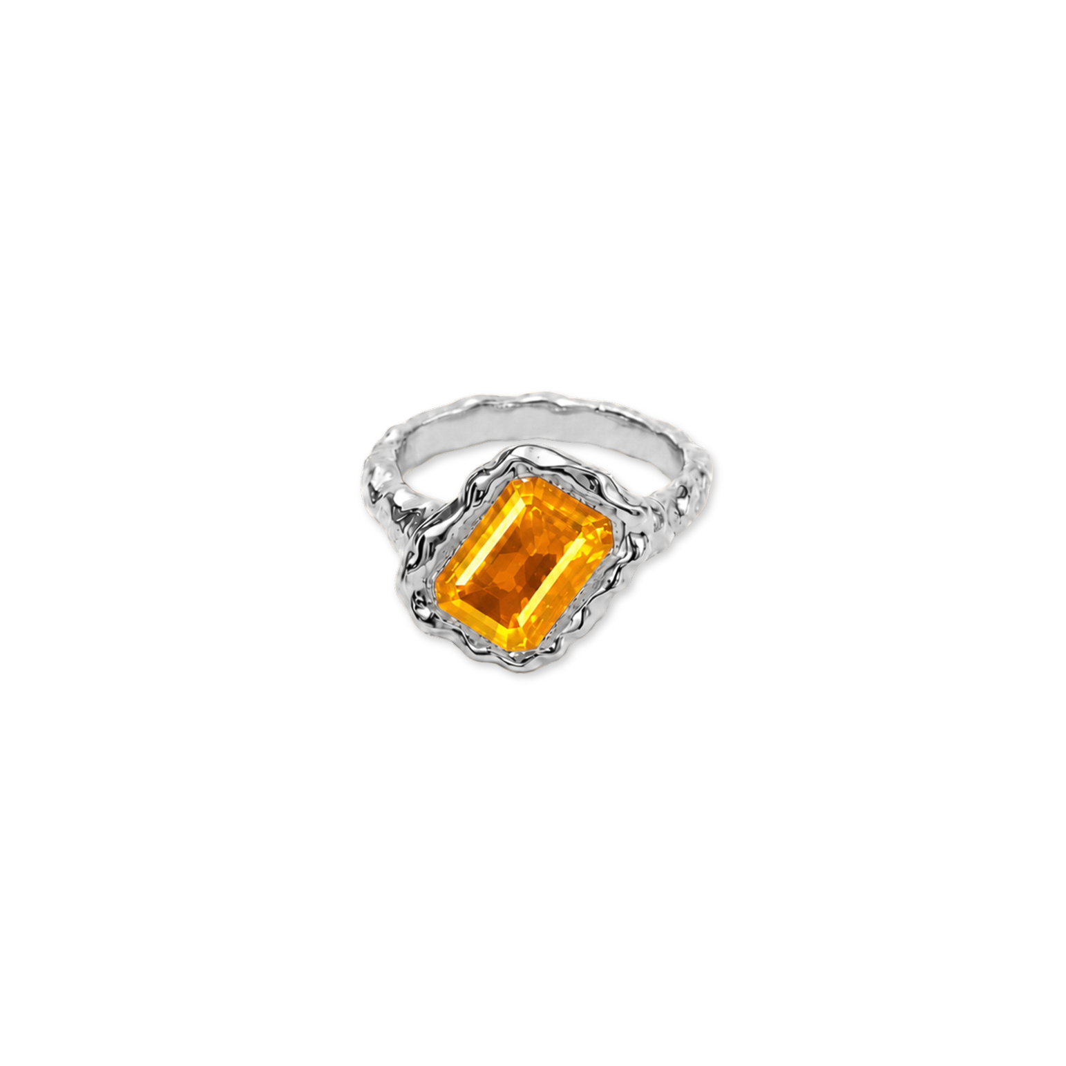 Citrine Square November Birthstone Ring