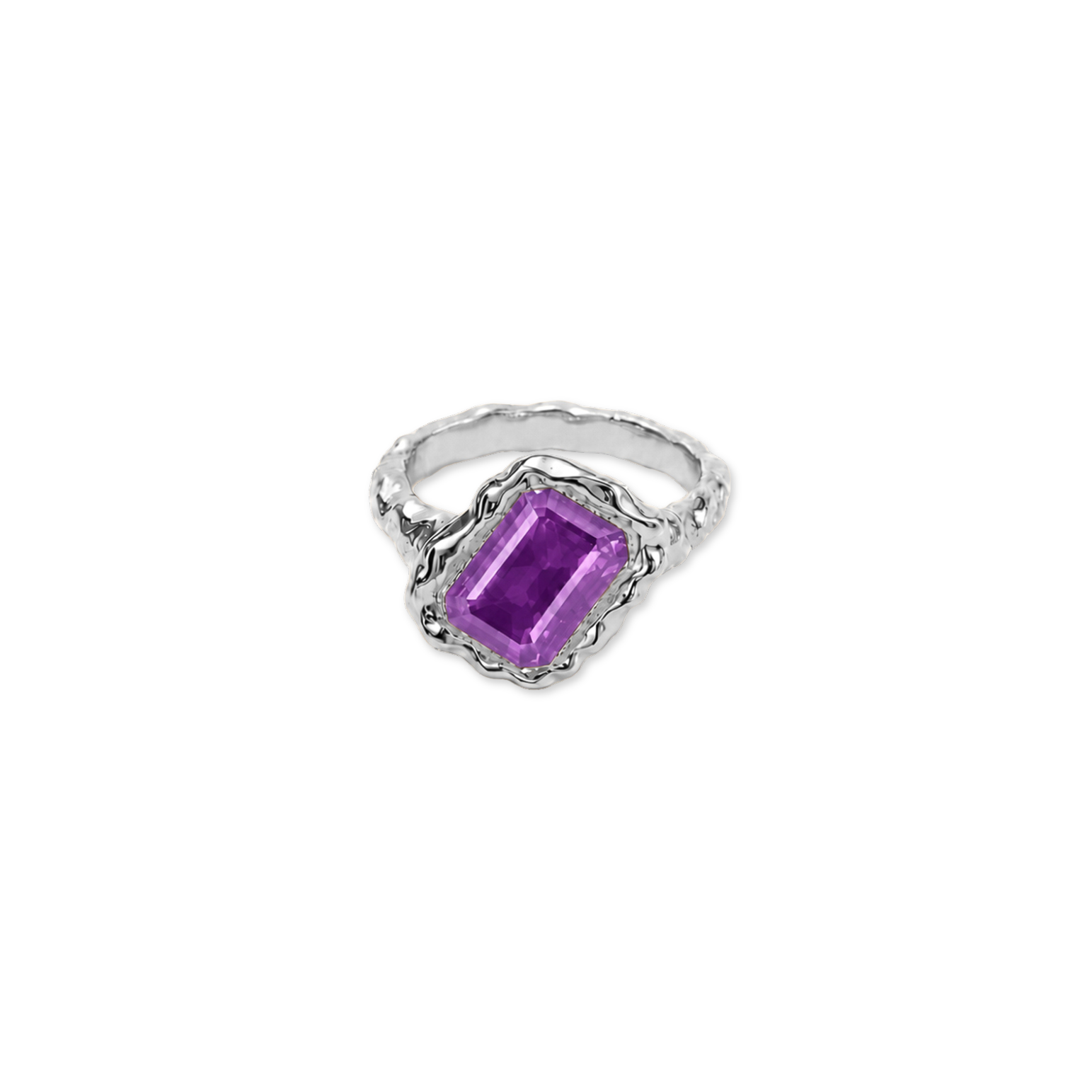 Amethyst Square February Birthstone Ring