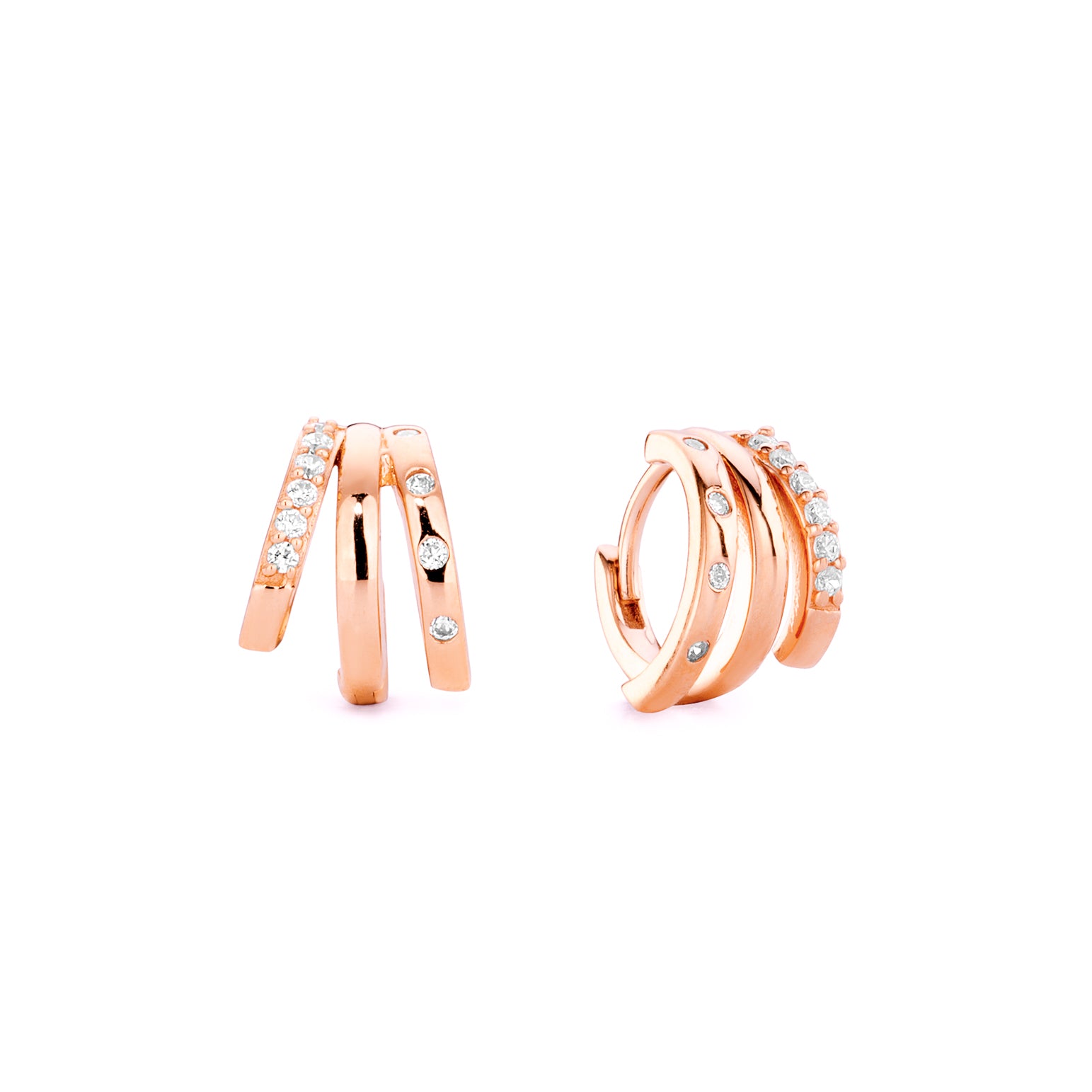 Trinity Huggie Illusion Earrings