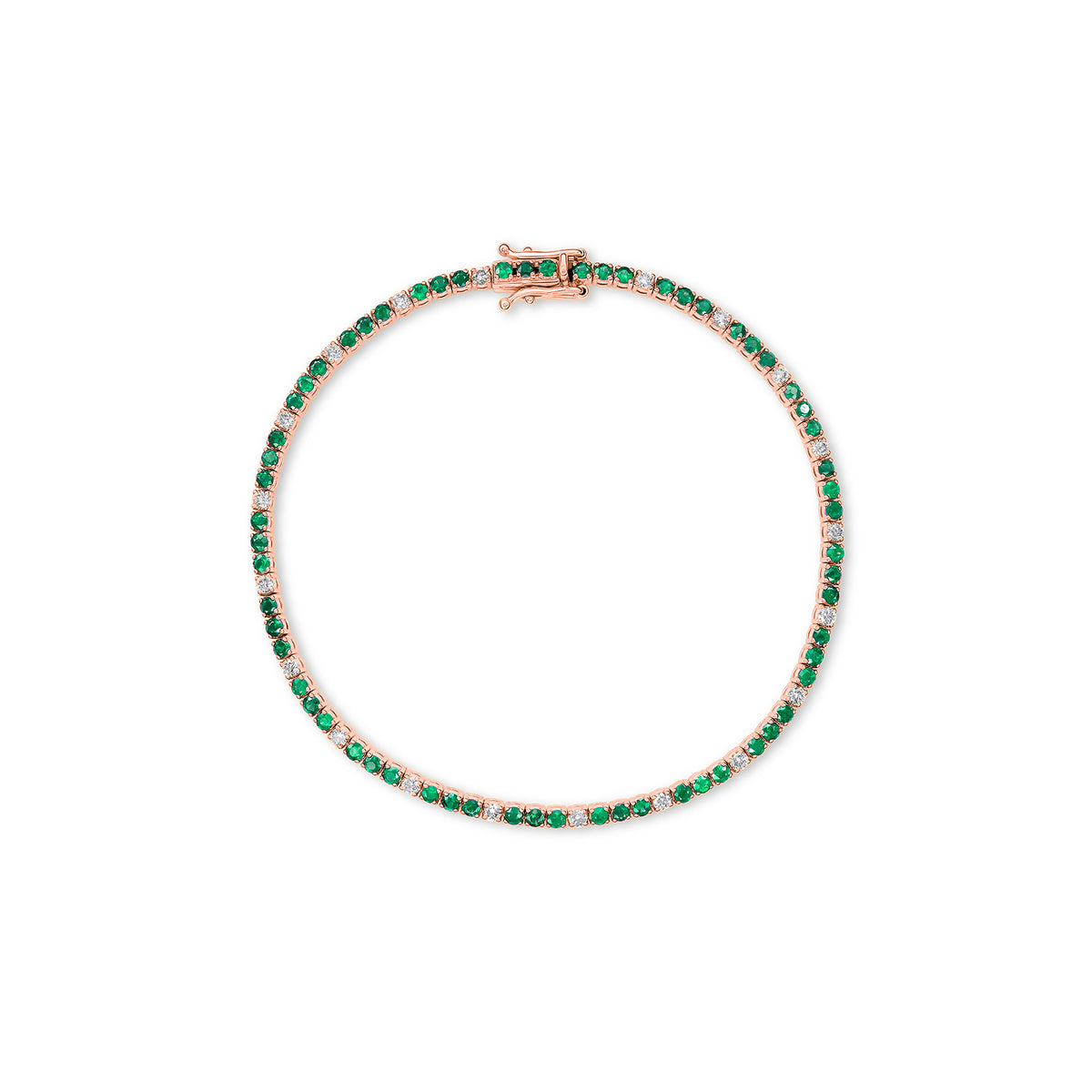 سوار تنس Signature Dotted Emerald Diamond - ذهب خالص