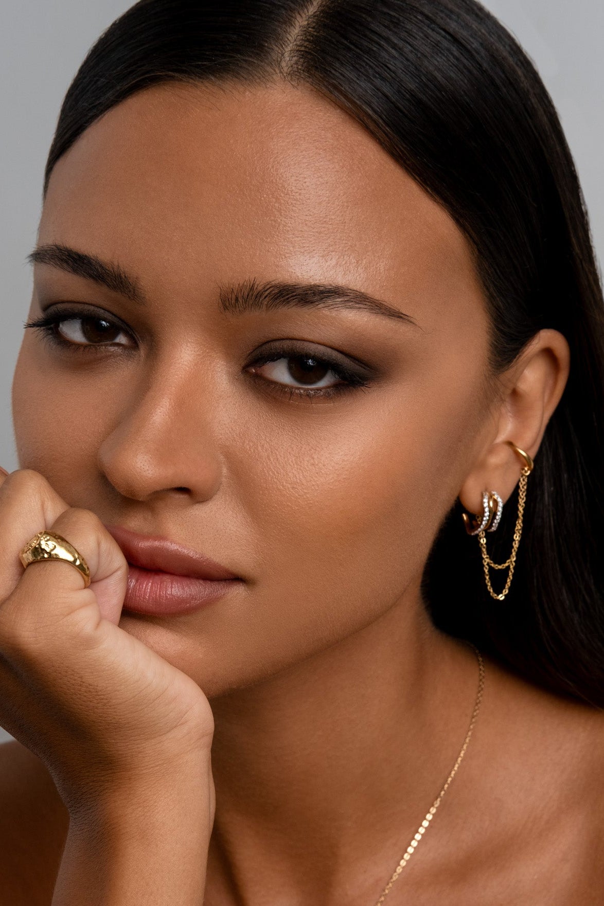 aaria london triple hoop illusion earring and talia chain cuff