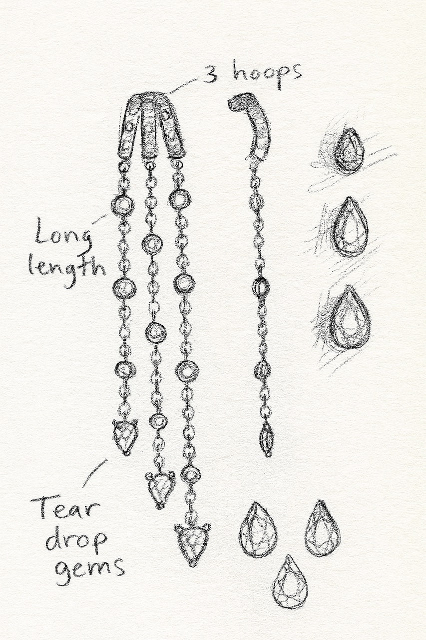 Design sketch of the Alta illusion earrings