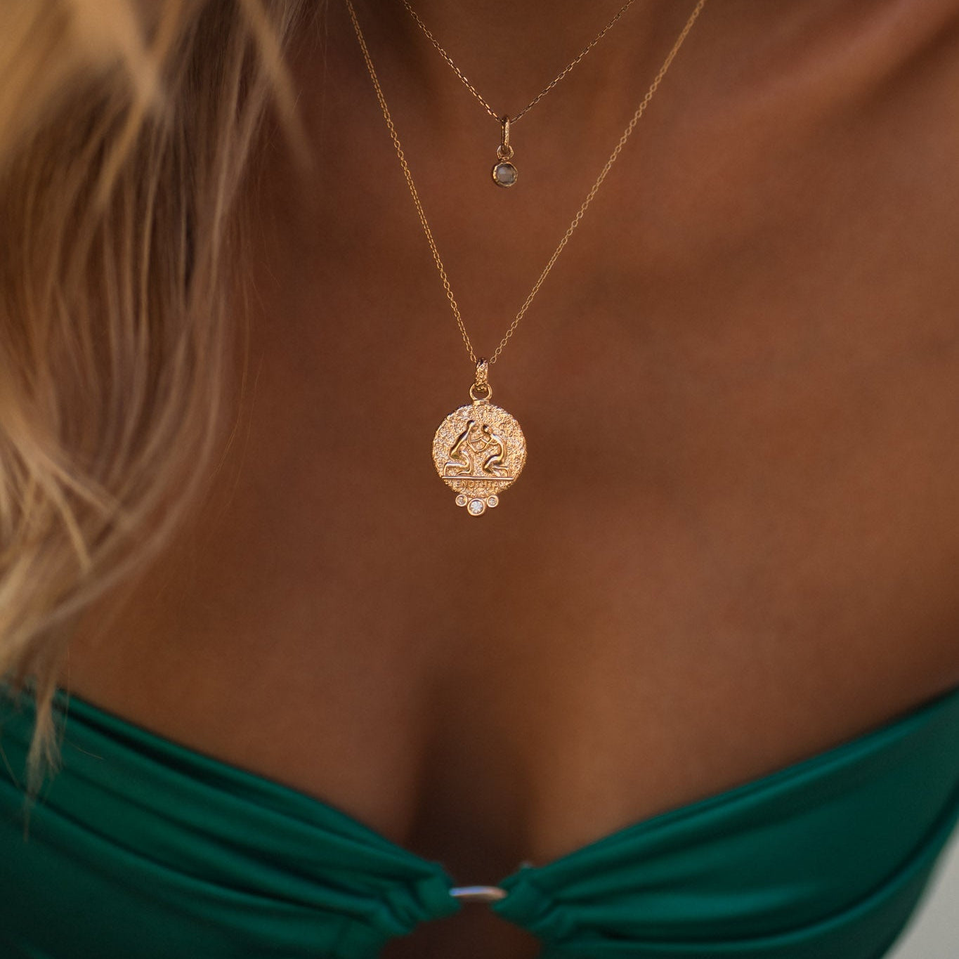 Gemini Zodiac Necklace With Diamonds
