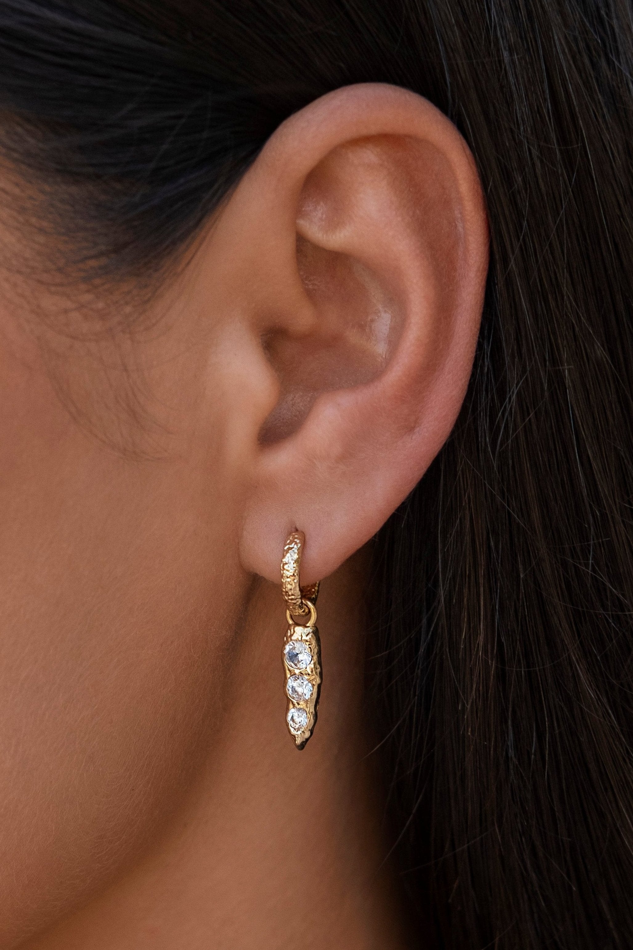 Iris Molten Spike Charm Earring - Gold - Aaria London