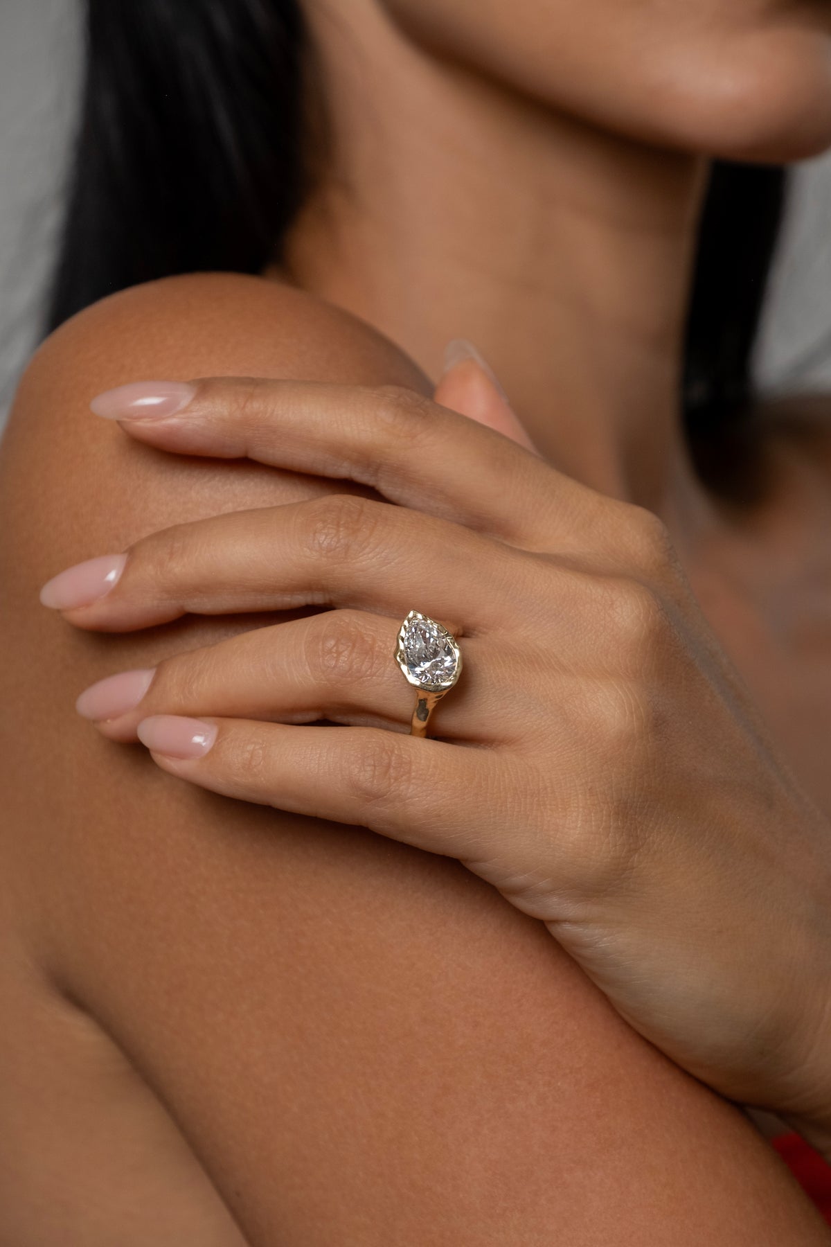 Moissanite Pear Shape Molten Ring