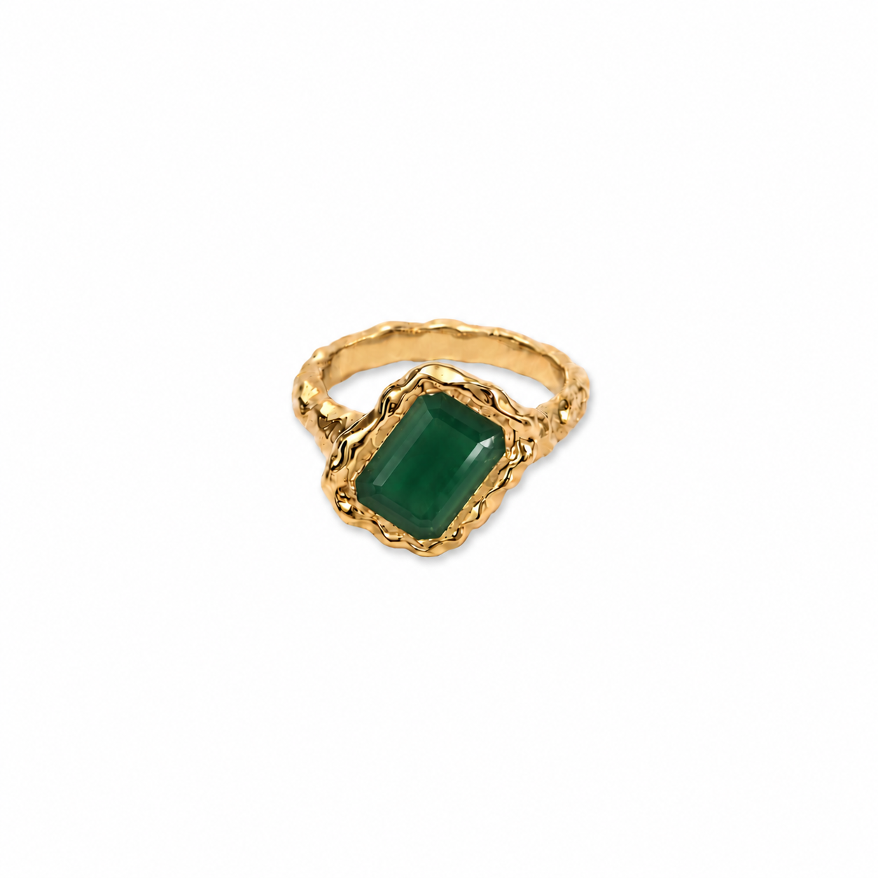 Green Onyx Square August Birthstone Ring