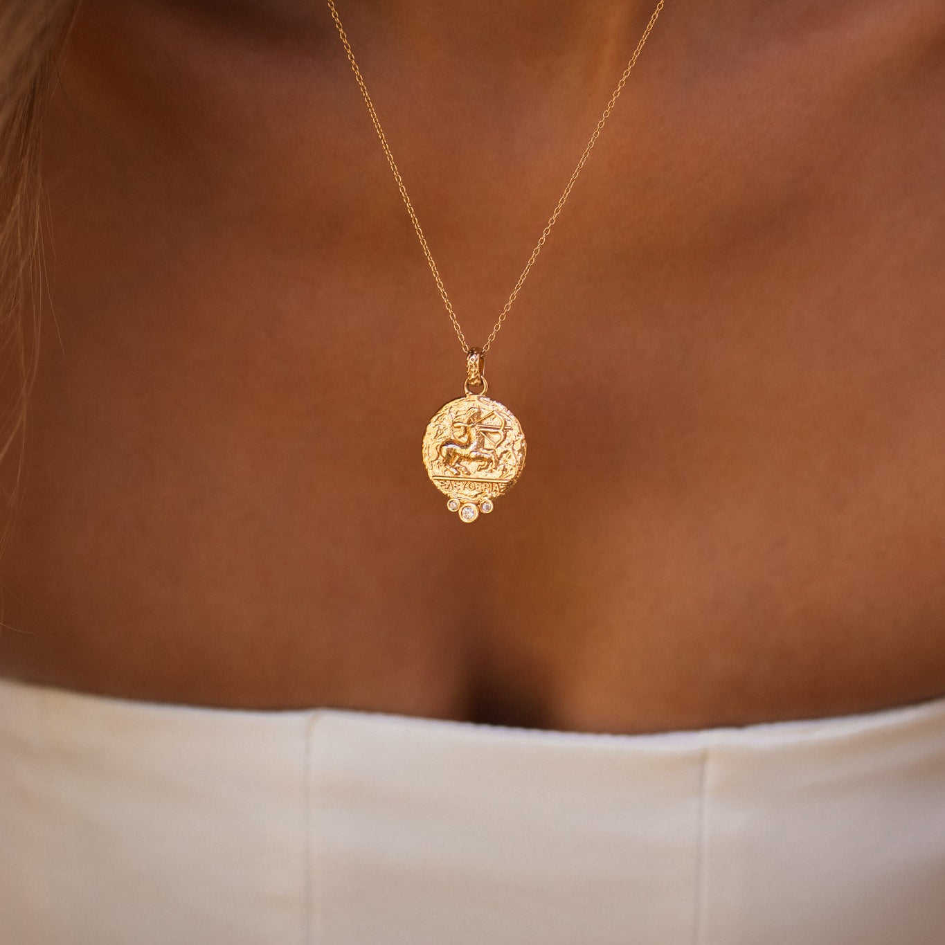 Sagittarius Zodiac Necklace With Diamonds