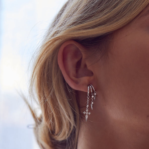 Aaria London Naxos Cross Earring - Silver Earrings