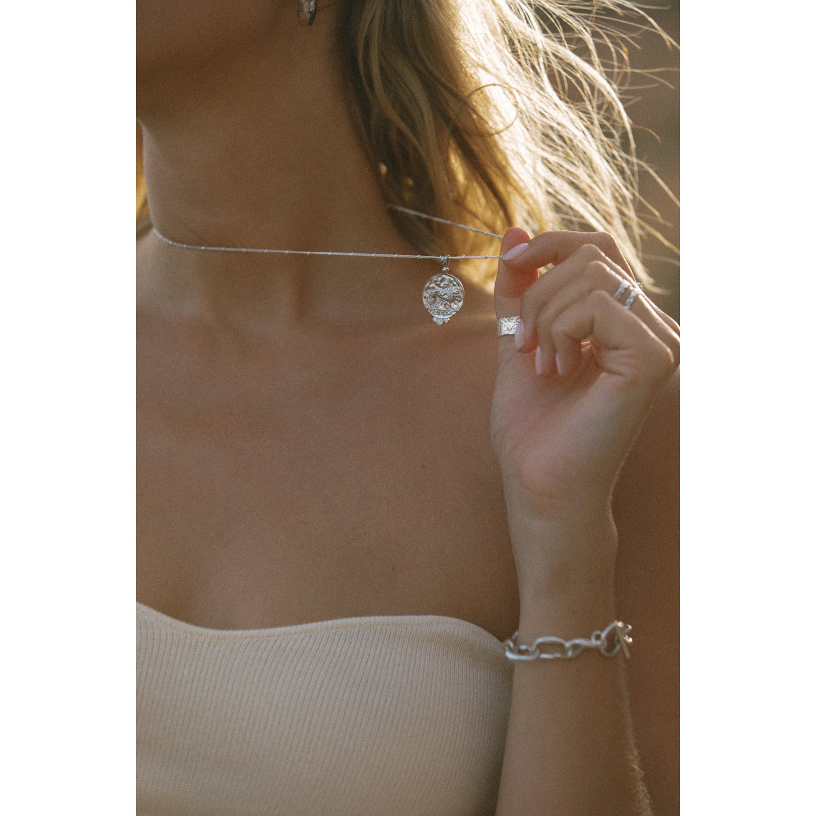 Clio Lion Necklace - Silver - Aaria London